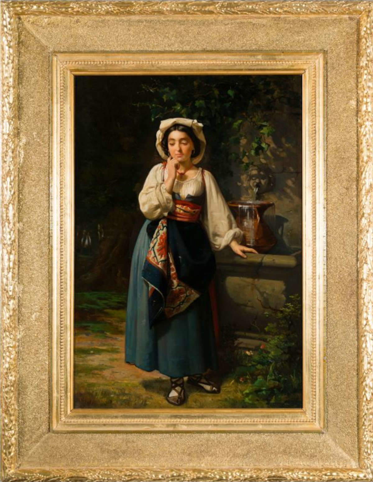 Francisco D&iacute;az Carre&ntilde;o, „Die Wasserträgerin“ (1862; Öl auf Leinwand, 99 x 67 cm). Präsentiert von: Sofia Fine Art. Preisvorstellung: 6.000 Euro