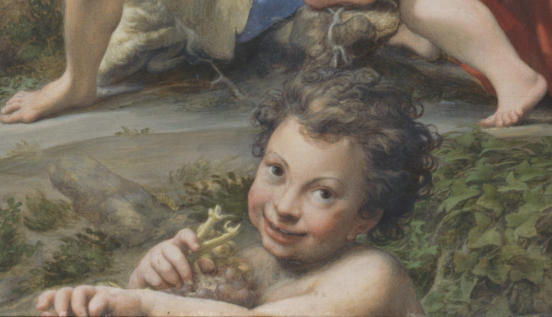 Correggio, „Allegorie des Lasters oder der Torheit“, ein Detail des Lasters, der kleine Schelm
