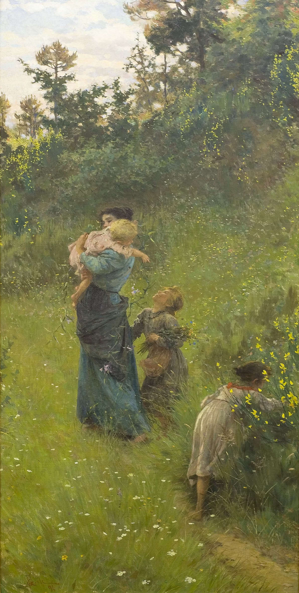 Francesco Gioli, Feldblumen (1896; Öl auf Leinwand, 152 × 76,8 cm; Florenz, Uffizien, Galerie für moderne Kunst im Palazzo Pitti)