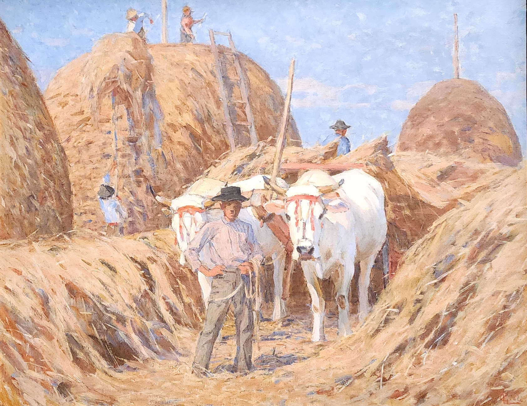 Luigi Gioli, „Die Heuhaufen“ (1916; Öl auf Leinwand, 50 x 70 cm; Privatsammlung)
