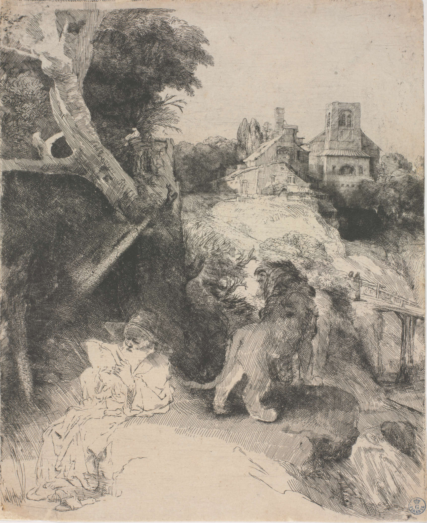 Cornelis Cort (de Tiziano Vecellio), San Jerónimo leyendo en el desierto (1566; buril, 313 x 257 mm; Venecia, Fundación de Museos Cívicos de Venecia, Gabinete de Dibujos y Grabados, Ca' Rezzonico, Inv. St. P.D. 653)