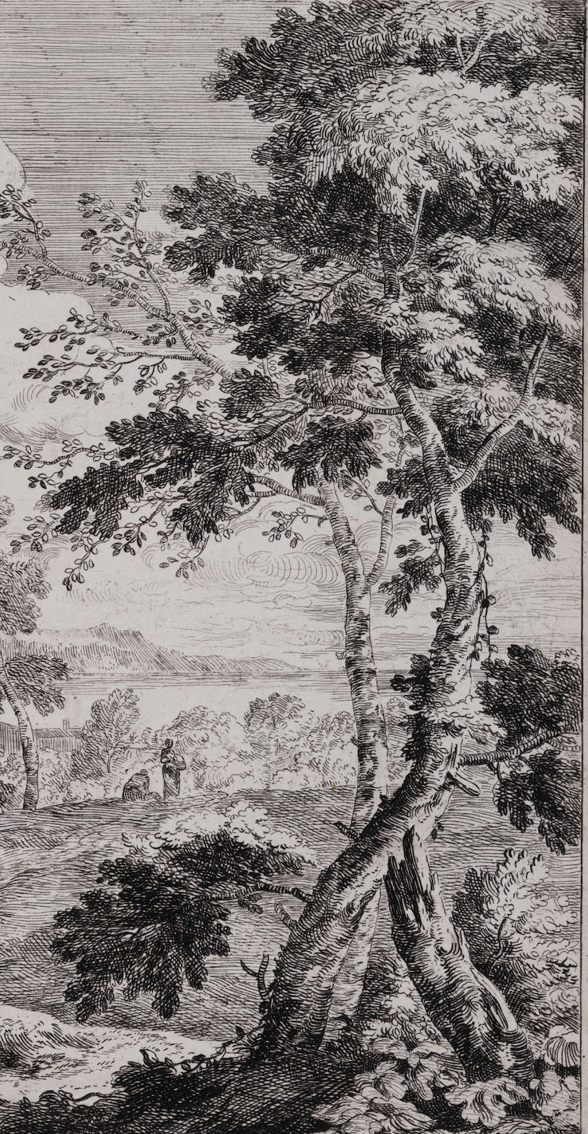 Rembrandt van Rijn, San Jerónimo en un paisaje italiano (h. 1653; aguafuerte y punta seca, 260 x 213 mm; Florencia, Galerías de los Uffizi, Inv. GDS 6084 St. Sc.)