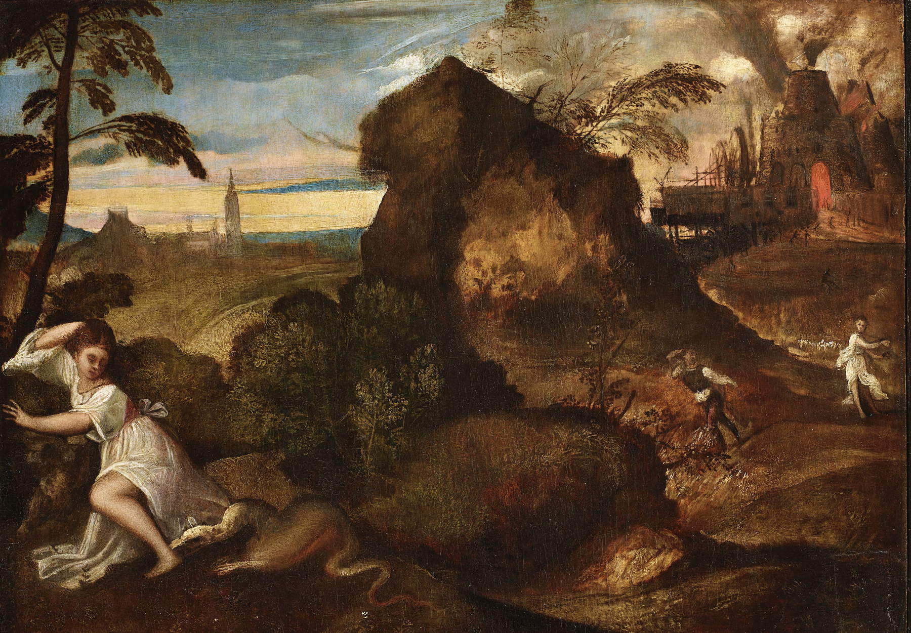 Tiziano Vecellio, «Orfeo y Eurídice» (h. 1510; óleo sobre tabla, 39,6 x 53 cm; Bérgamo, Fundación Accademia Carrara, inv. 81LC00179) &copy;Fundación Accademia Carrara, Bérgamo