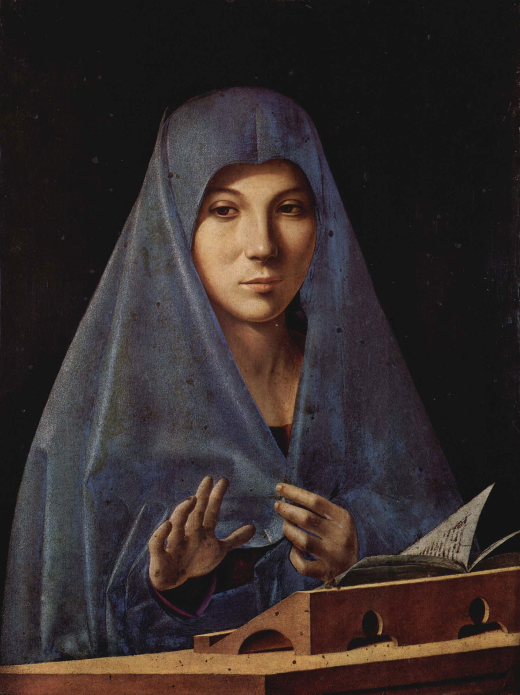 Antonello da Messina, L'Annonciation (vers 1476 ; huile sur bois, 45 x 34,5 cm ; Palerme, Palazzo Abatellis, Galerie régionale)