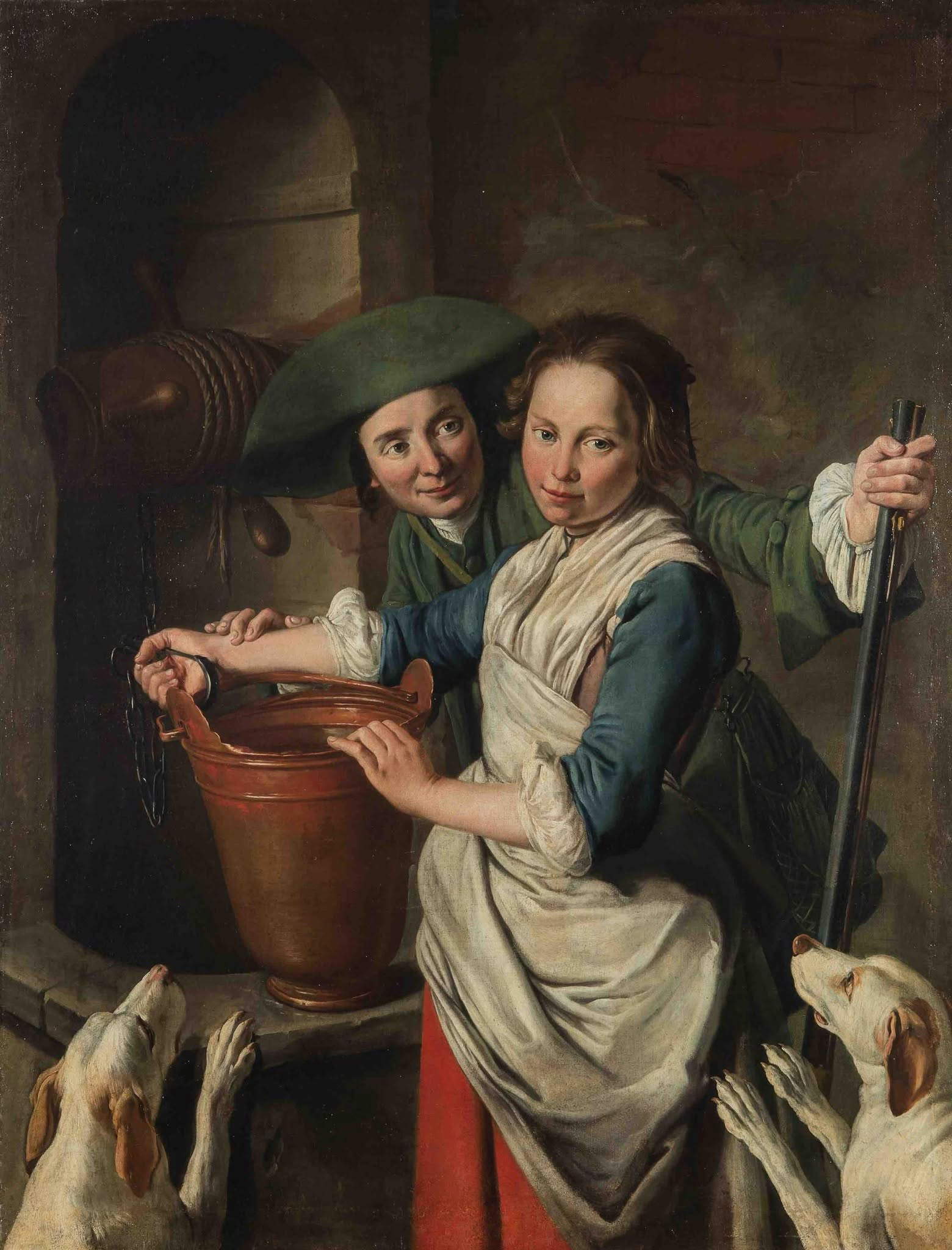 Giacomo Ceruti, L'incontro al pozzo (1650 circa; olio su tela, 144 x 115 cm; Collezione privata, gi&agrave; a Tortona, Palazzo Busseti)
