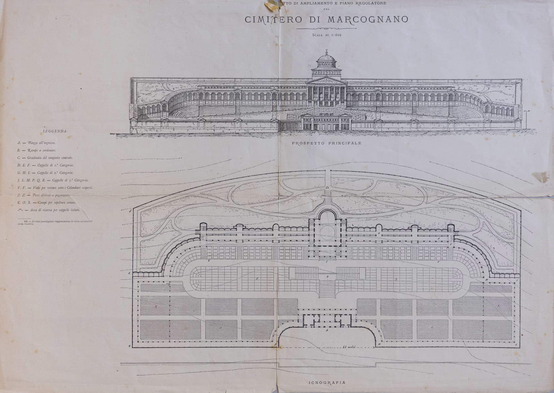 Leandro Caselli, progetto di ampliamento del cimitero di Marcognano, 1885. ASMs, Misc. 36, fasc. 18.
