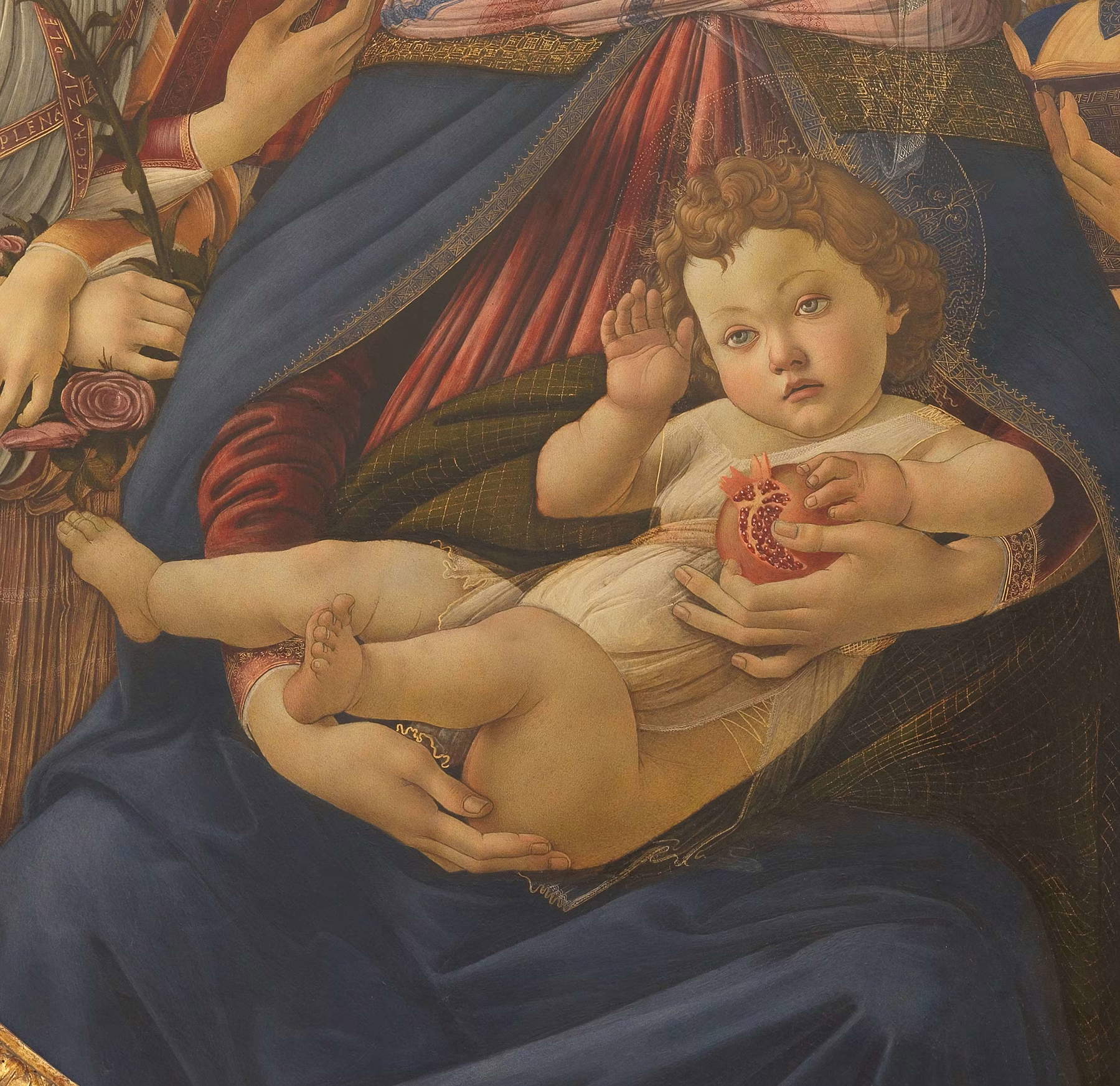 Sandro Botticelli, La Vierge à la grenade, détail
