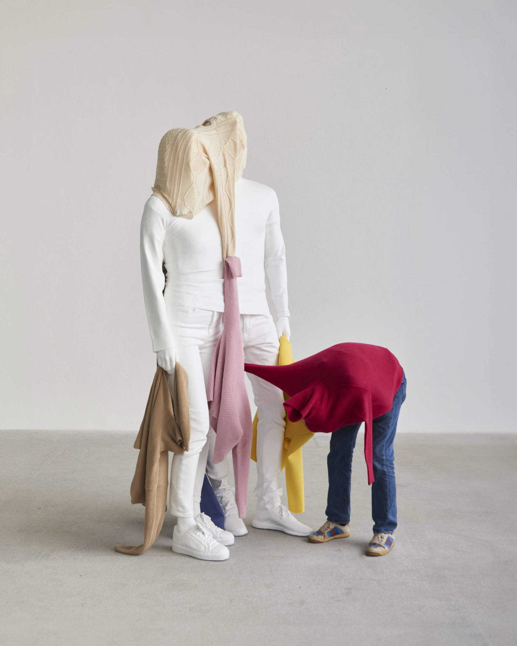 Erwin Wurm, *Psyche - As You Like It* (One Minute Sculptures), *One Minute Sculptures* series (2024; aluminum, paint, fabric, drawing, 262 x 115 x 68 cm). &copy; Erwin Wurm, Bildrecht, Vienna 2026. Photo: Markus Gradwohl