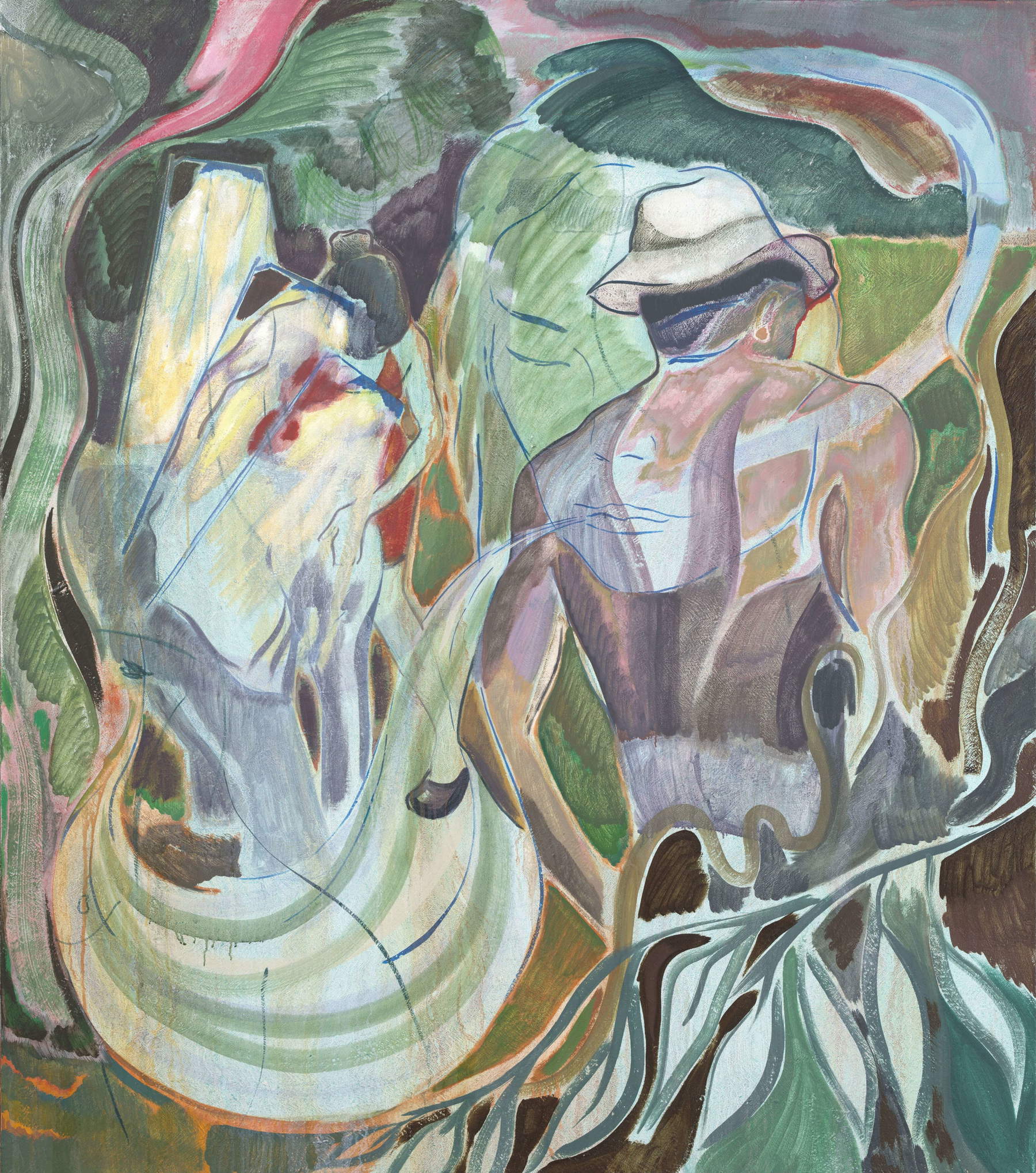 Michael Armitage, *The Conservationists* (2015; oil on lubugo, 170 x 149.5 cm; Oslo, Nasjonalmuseet). Photo: Nasjonalmuseet/B&oslash;rre H&oslash;stland