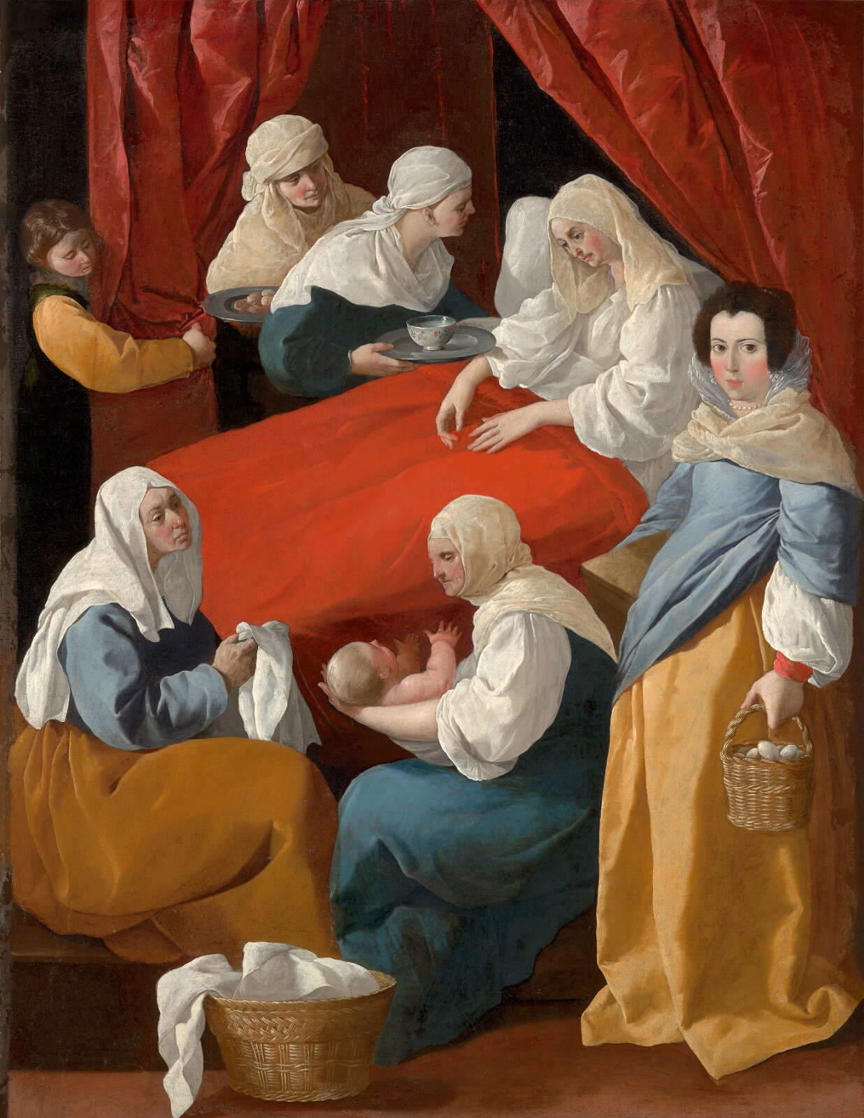 Fig. 12 &ndash; Francisco de Zurbar&aacute;n, The Birth of the Virgin (c. 1627; oil on canvas, 141 x 108.6 cm; Pasadena, Norton Simon Museum)