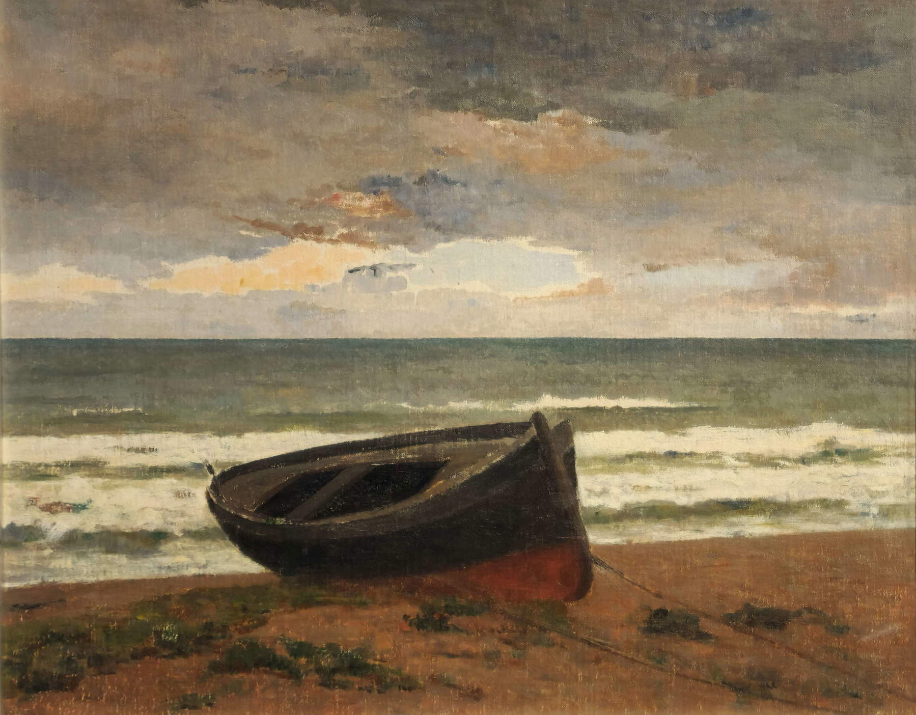 Memo Vagaggini, Marina with a Boat (1955; oil on canvas, 40 x 50 cm; Private collection)