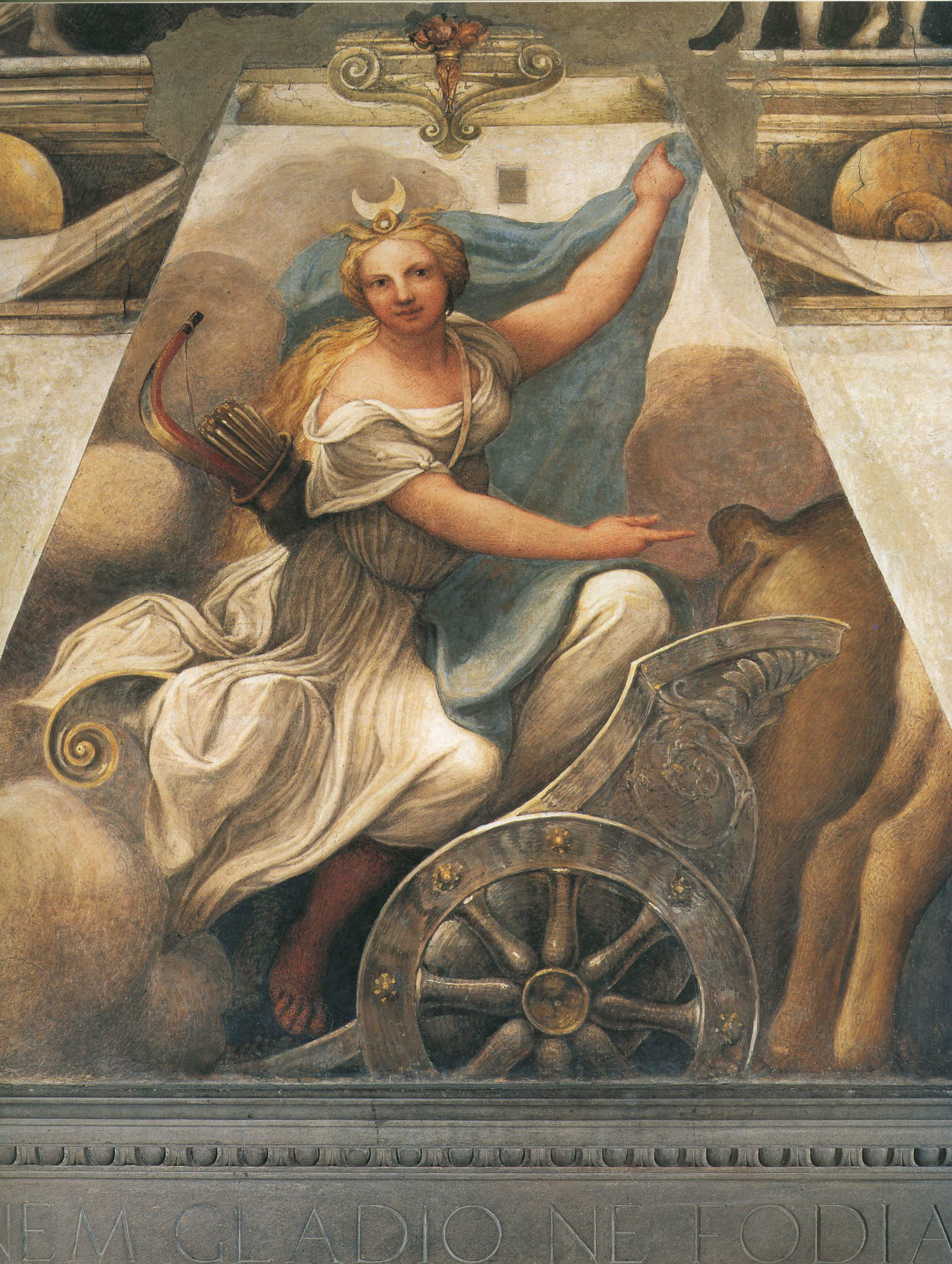 Diana the Huntress (1518). Fresco above the fireplace in the Chamber of St. Paul