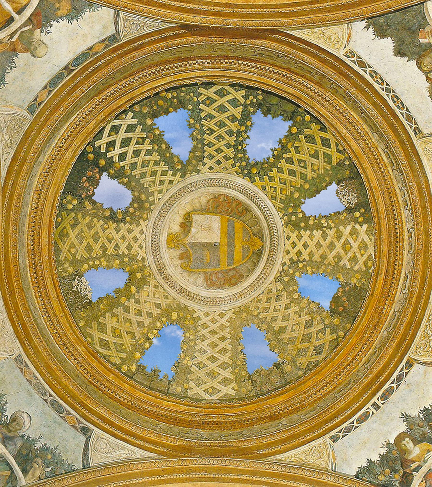 The small dome of the Mantegna Chapel (1507). Fresco in Sant&rsquo;Andrea in Mantua.