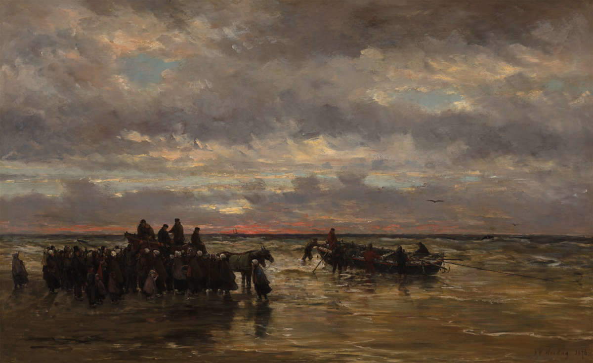 Hendrik Willem Mesdag, Le retour de la chaloupe de sauvetage (1876 ; huile sur toile, 97 x 157 cm ; Rotterdam, Musée Boijmans Van Beuningen)