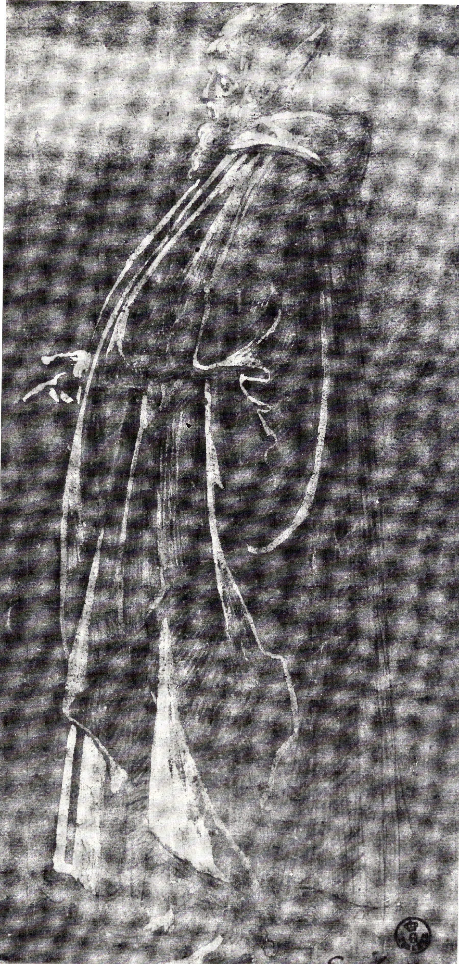 15. Dessins d'après modèle représentant le personnage de l'observateur (Botticelli ?). Florence, Galerie des Offices, Cabinet des dessins et des estampes 244, 161 E
