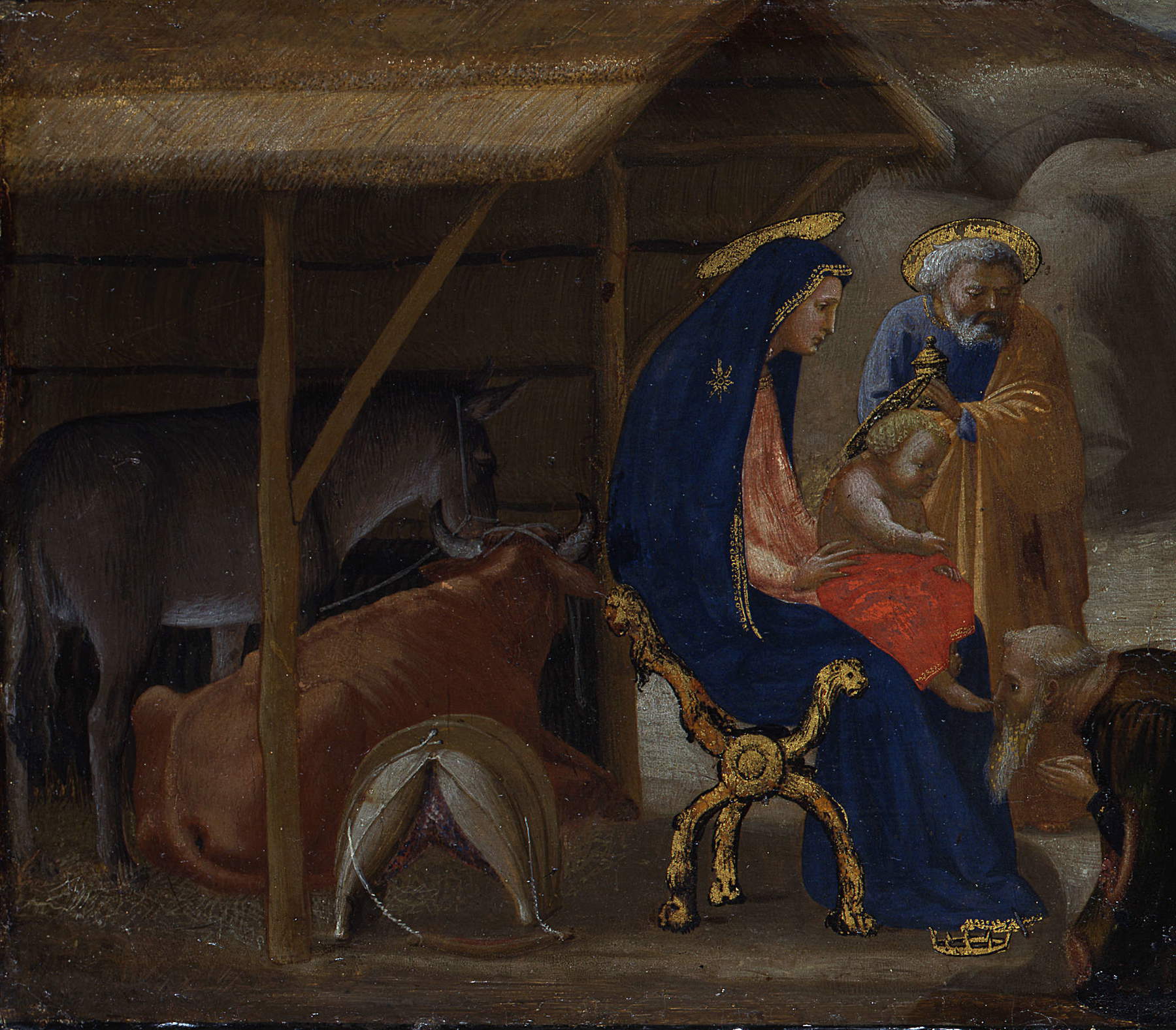 2. Masaccio, L'Adoration des Mages, détail : la crèche et la Sainte Famille