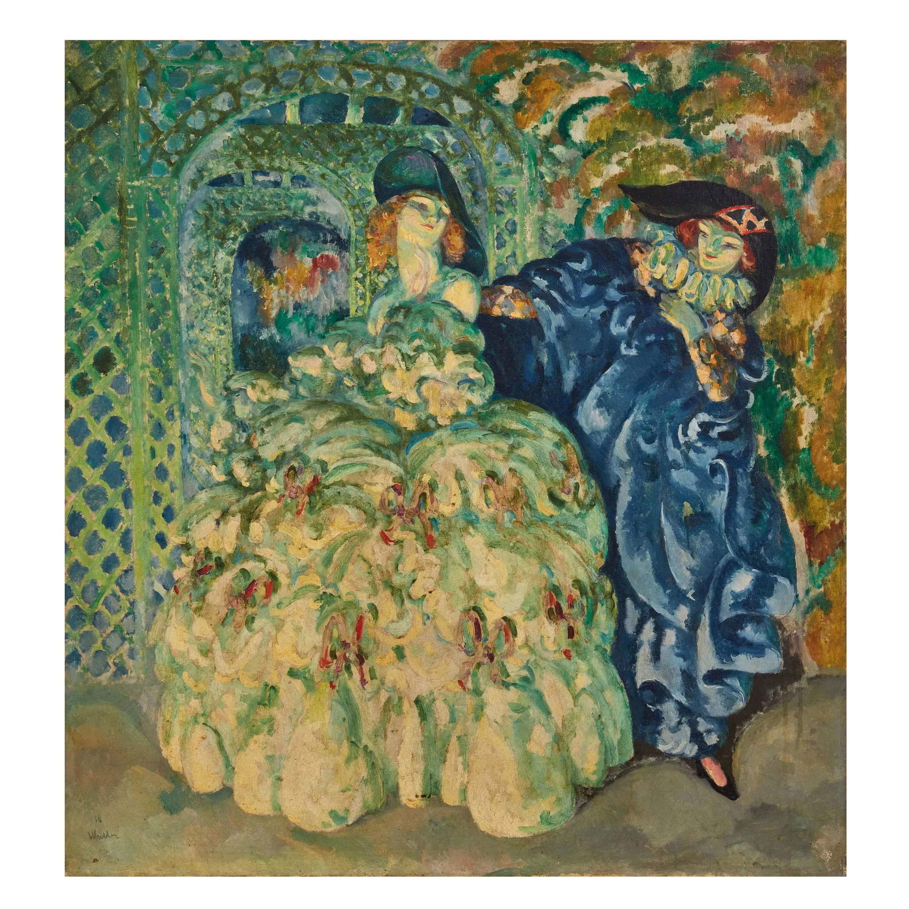 Alfredo M&uuml;ller, *The Labyrinth (The New Year’s Eve Party)* (1918; oil on canvas, 90 x 84 cm). Presented by: 800/900 ArtStudio