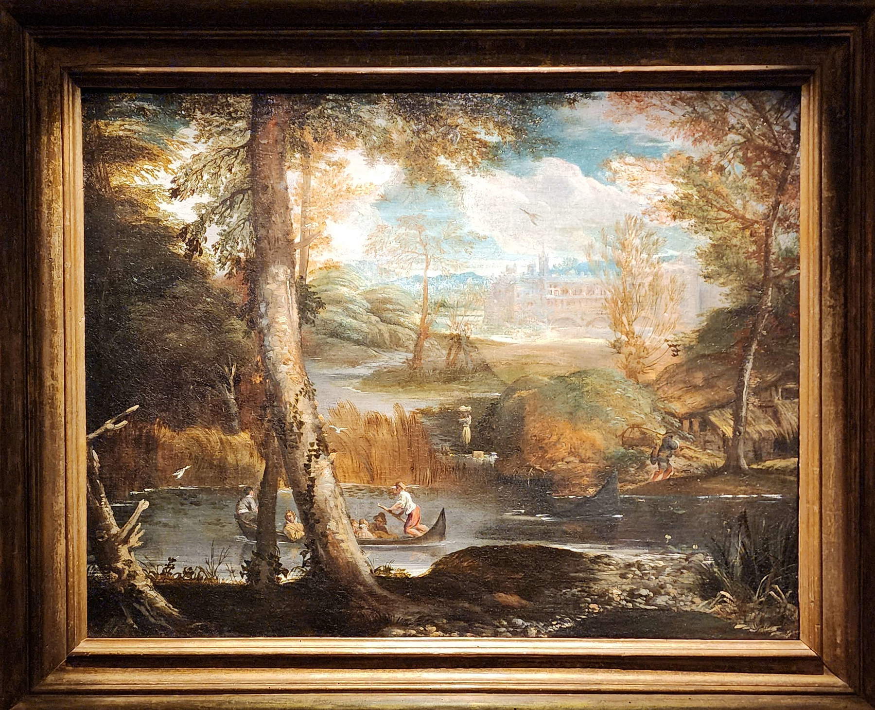 Annibale Carracci, River Landscape with Boatmen (oil on canvas, 66 x 86 cm). Presented by: Alice Fine Art