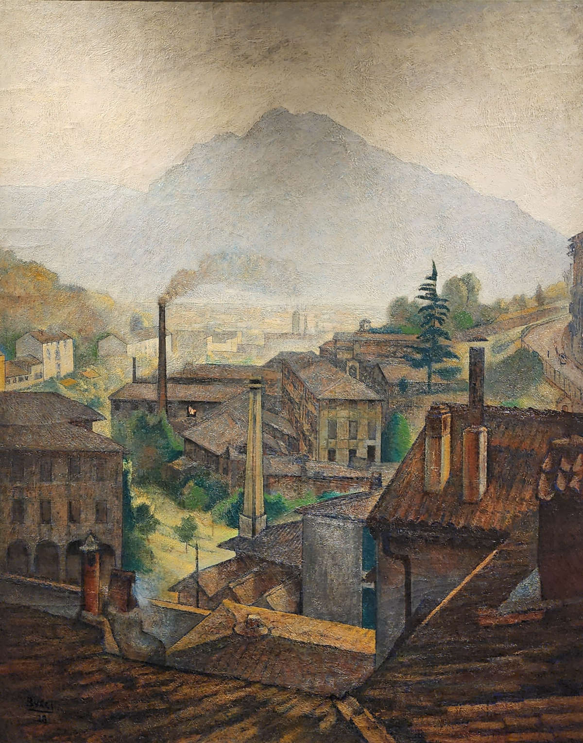 Anselmo Bucci, The Ironworks at Malavedo (1928; oil on canvas, 167 x 132 cm)
