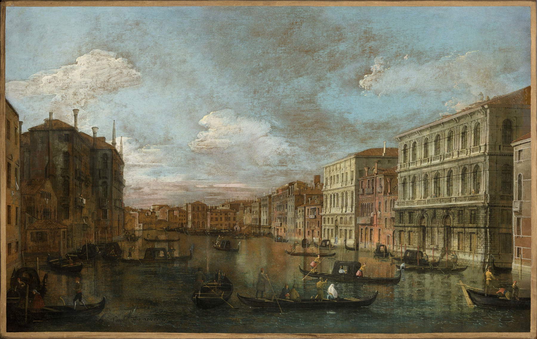 Canaletto, The Grand Canal Looking Southeast, from Palazzo Pesaro to the Fondaco dei Tedeschi, Venice (1744; oil on canvas, 60.1 x 95.2 cm). Presented by: Matteo Salamon