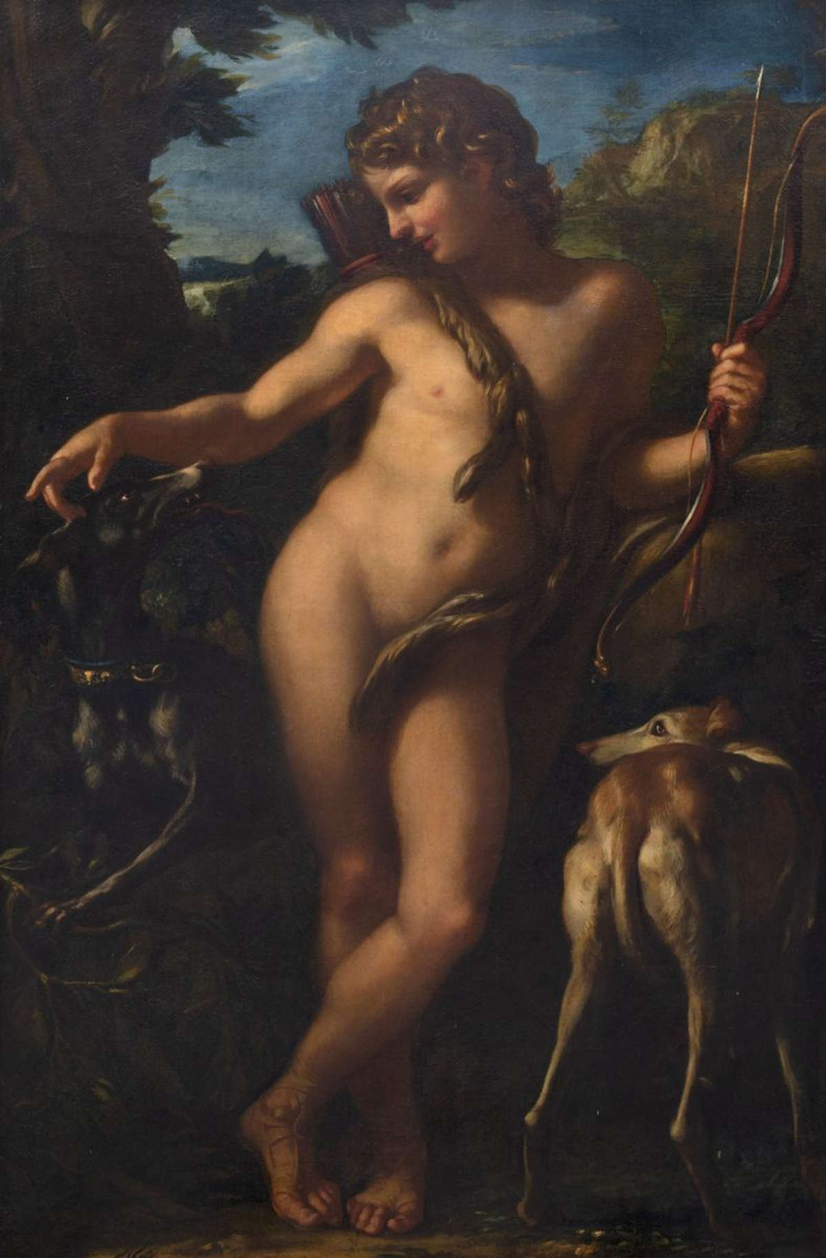 Domenico Parodi, Adonis with His Dogs (oil on canvas, 191 x 123 cm). Presented by: Piva &amp; C.