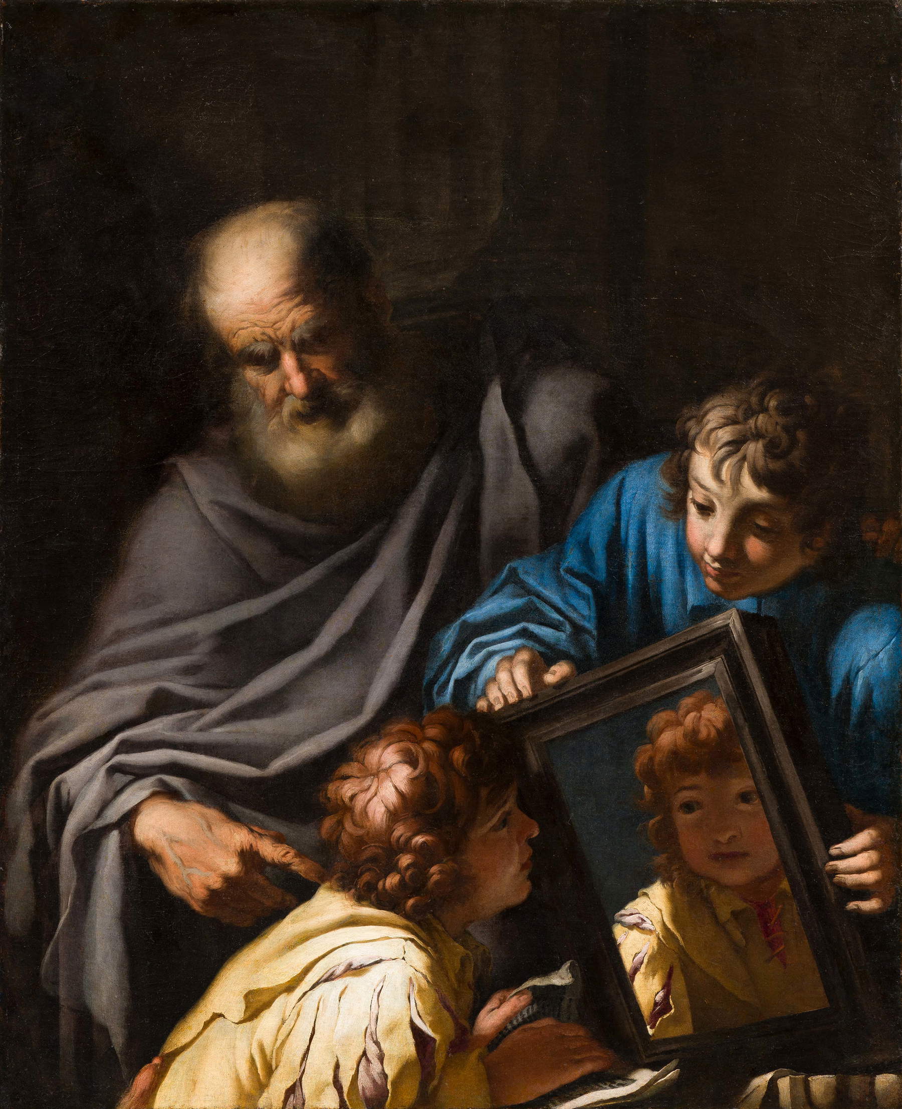 Francesco Ruschi, *Nosce te ipsum* (Socrates and Two Students) (c. 1659–1660; oil on canvas, 104 &times; 87 cm). Presented by: Cantore Galleria Antiquaria