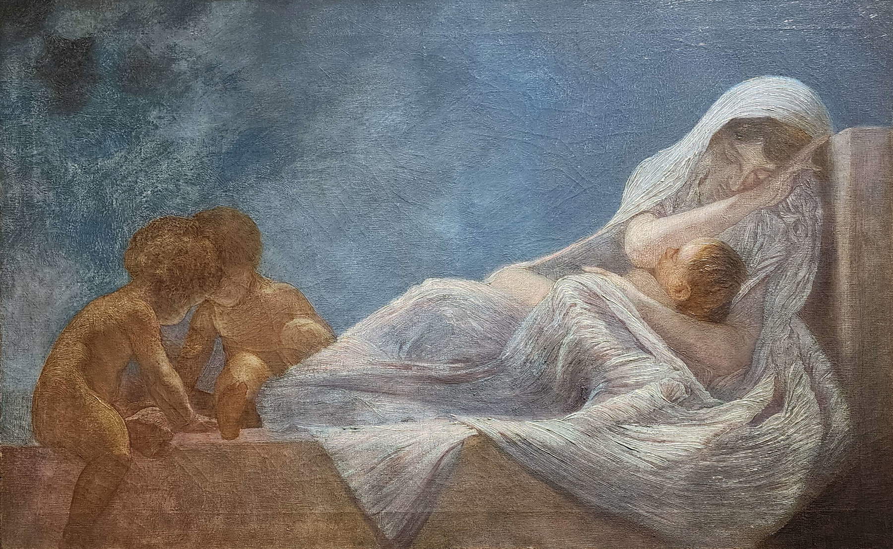 Gaetano Previati, *Sleep* (1920; oil on canvas, 66 x 106 cm)