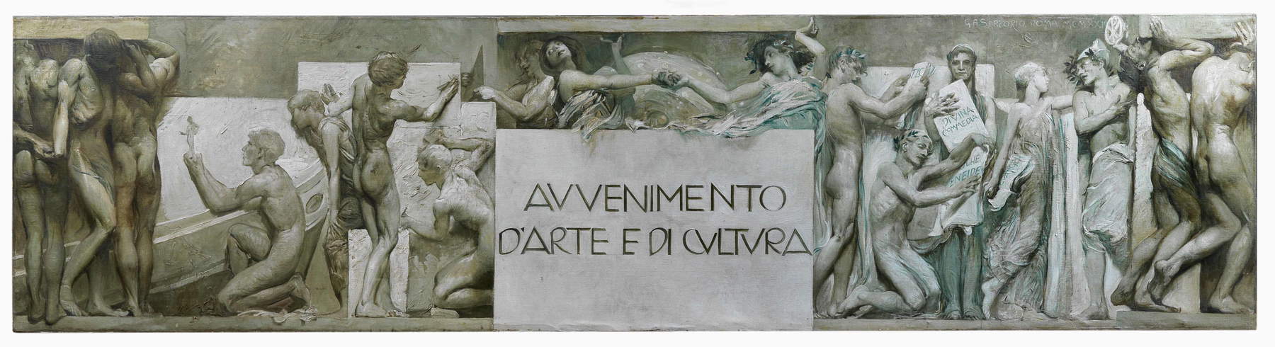Giulio Aristide Sartorio, An Event in Art and Culture (1906–1923; oil on canvas, 98 x 392 cm). Submitted by: Antonacci Lapiccirella Fine Art