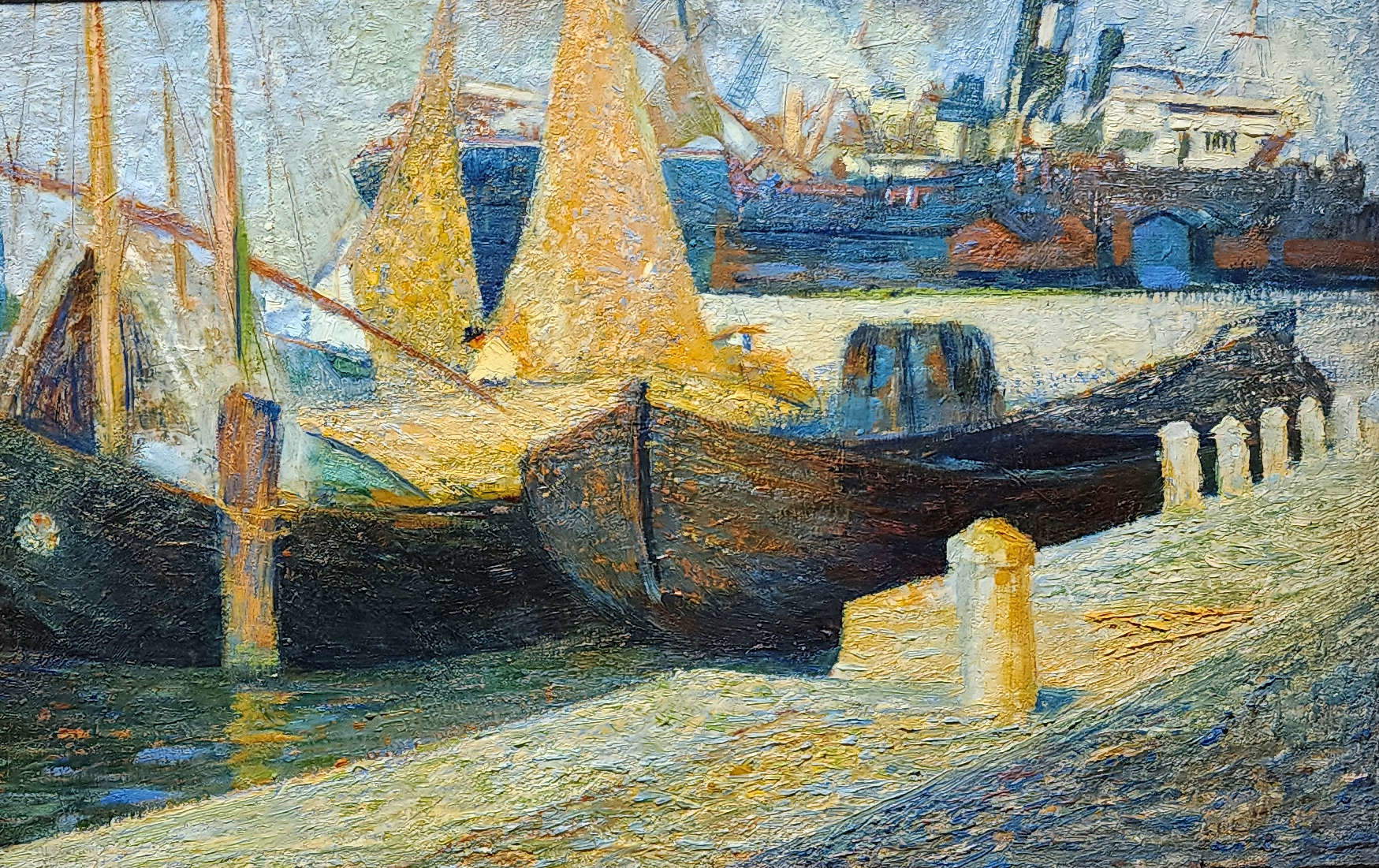 Umberto Boccioni, Boats in the Sun (1907; oil on canvas mounted on cardboard, 42.5 x 63.5 cm). Presented by: Enrico Gallerie d'Arte