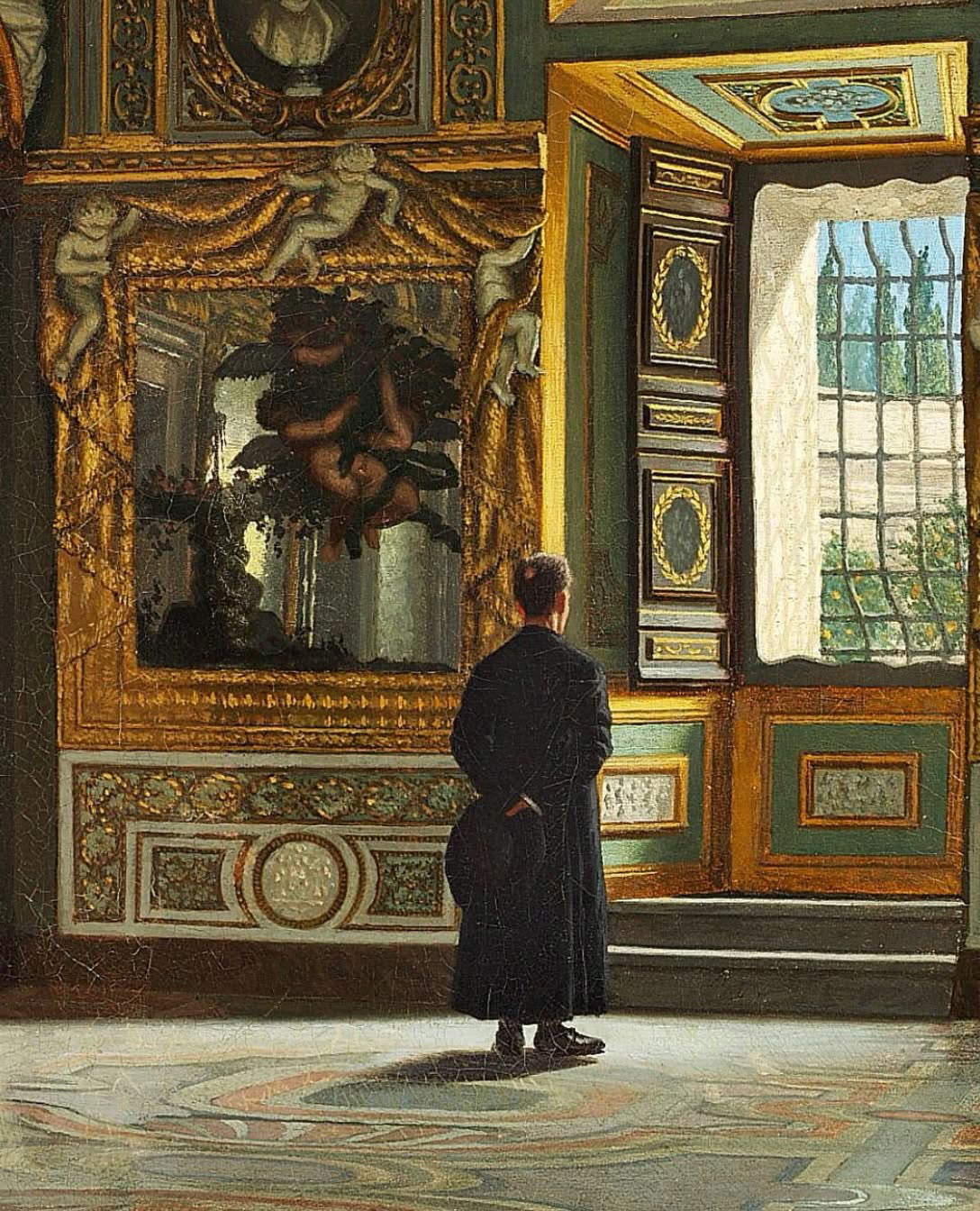 Adolf Heinrich Hansen, La Galleria degli Specchi a Palazzo Borghese, Roma (1890; olio su tela, 61 x 49 cm). Presentato da: Antonacci Lapiccirella Fine Art