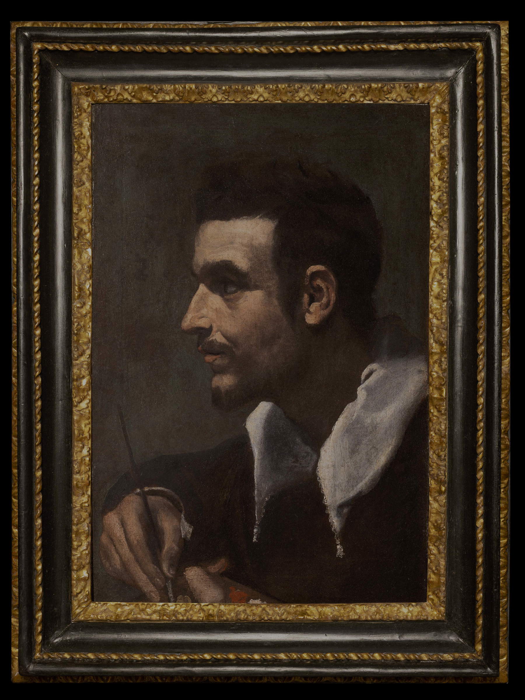 Annibale Carracci, Ritratto di pittore (del fratello Agostino?) (olio su tela, 60 x 39,5 cm). Presentato da: Goldfinch Fine Arts