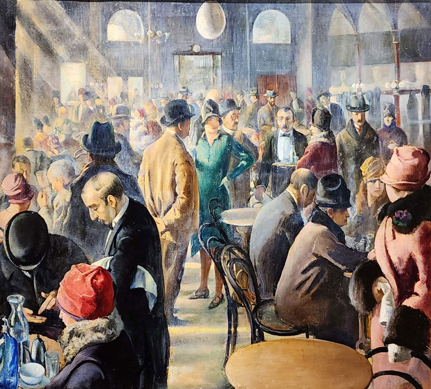 Baccio Maria Bacci, La domenica al caff&egrave;. Piazza Savonarola (1927; olio su tela, 76,8 x 84,8 cm). Presentato da: Societ&agrave; di Belle Arti