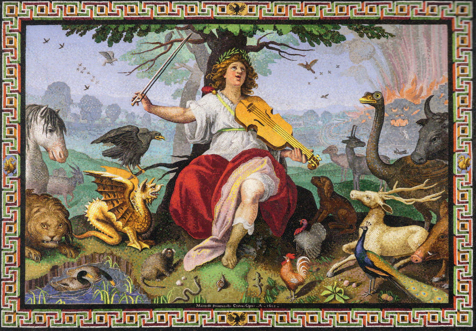 Marcello Provenzale, Orphée (1618 ; mosaïque, 46,5 x 64 ; Rome, Galerie Borghèse).