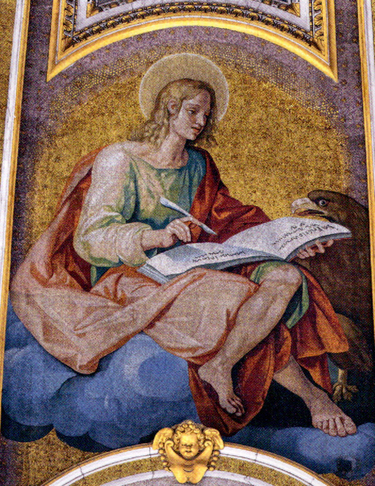 Marcello Provenzale, Saint Jean l'Évangéliste (1611-1612 ; mosaïque ; Cité du Vatican, basilique Saint-Pierre, coupole principale).