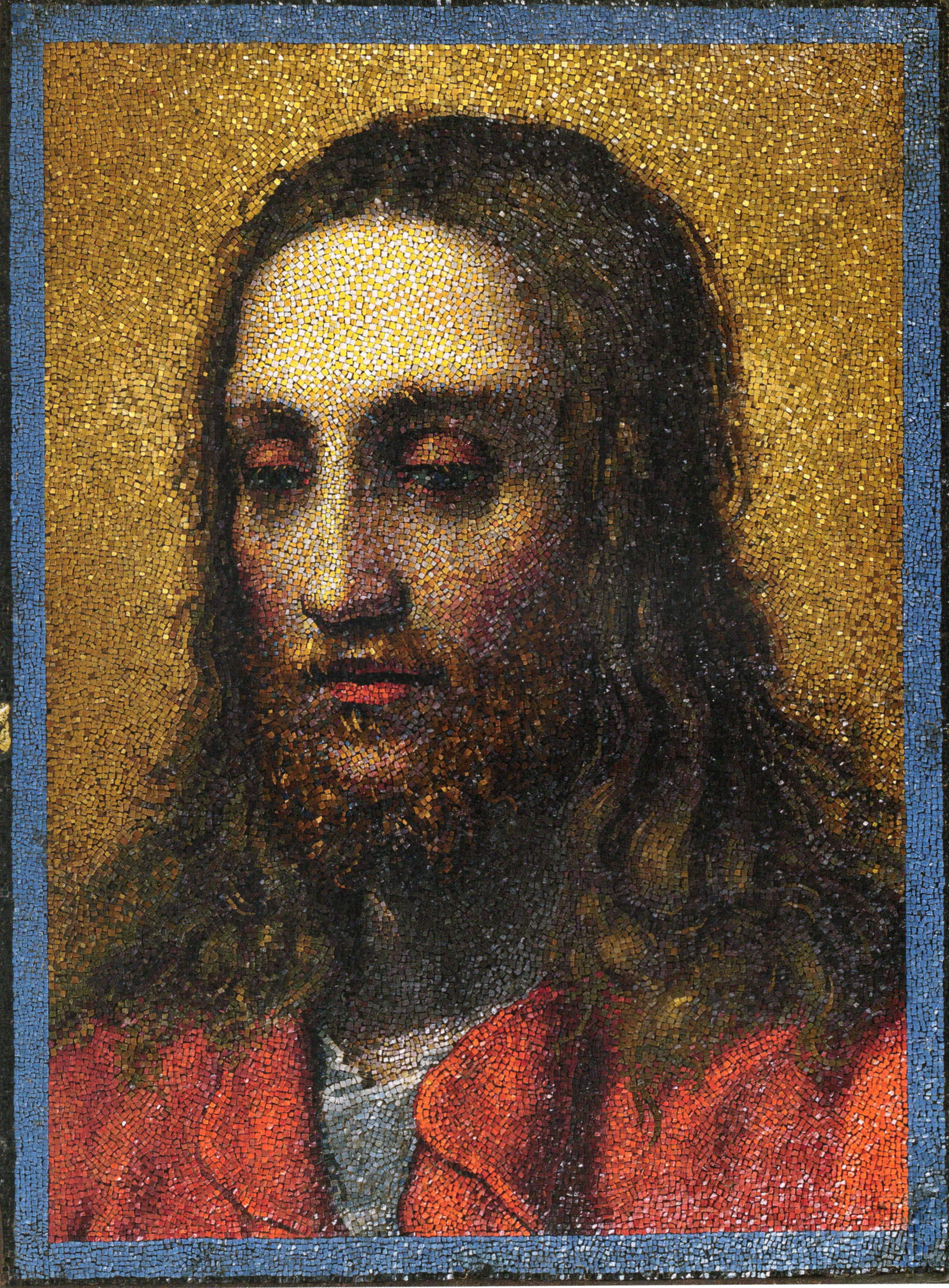 Marcello Provenzale, Visage du Christ (vers 1600 ; micromosaïque, 50,3 x 37,8 cm ; Cento, collection Grimaldi Fava)
