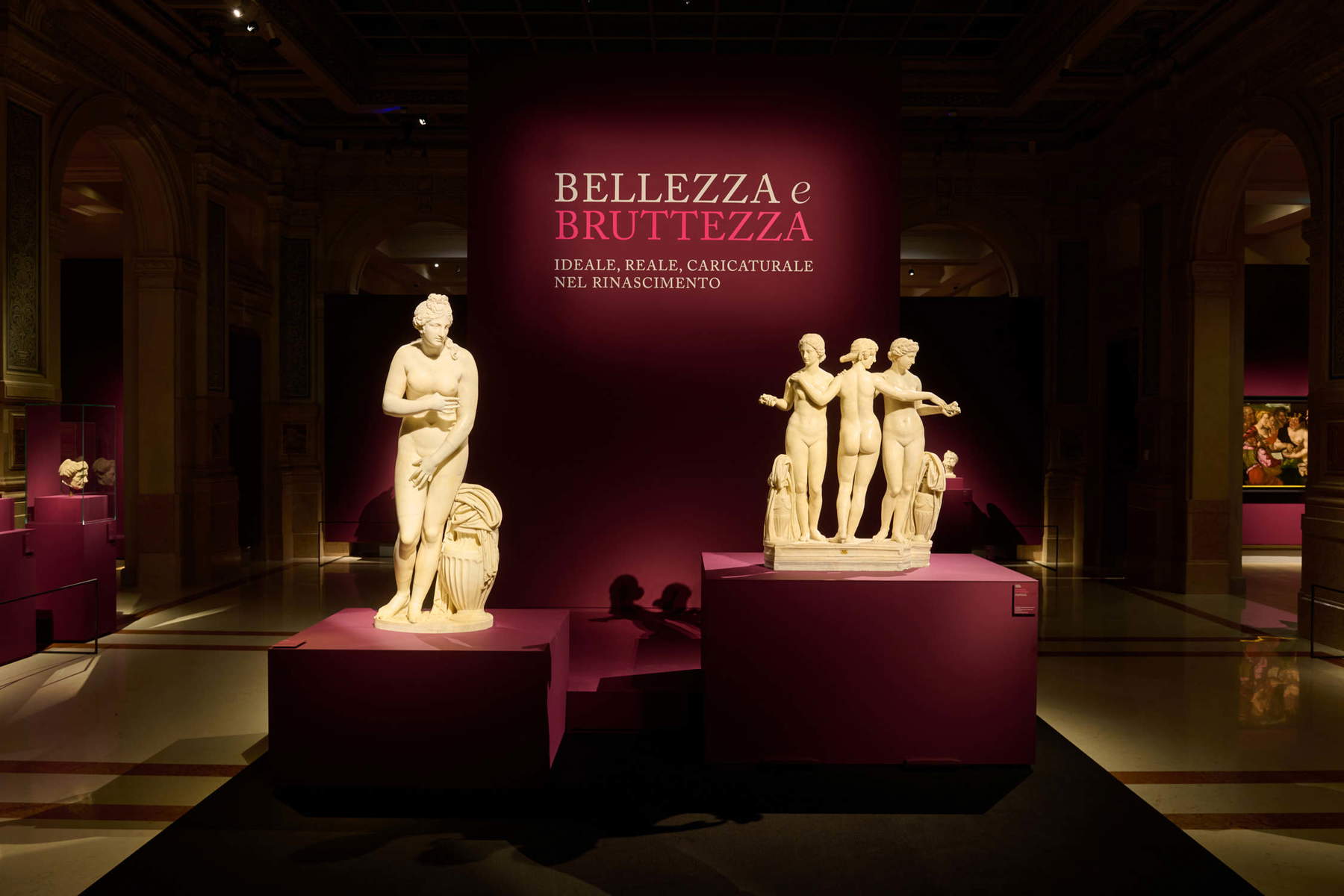 Ausstellungsgestaltung der Ausstellung „Schönheit und Hässlichkeit. Ideal, Realität, Karikatur in der Renaissance“. Foto: Maurizio Tosto