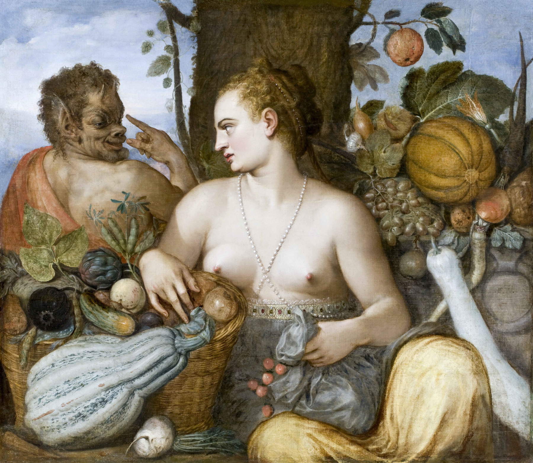 Frans de Vriendt, genannt Frans Floris, „Pomona“ (1565; Öl auf Leinwand, 115,5 × 134 cm; Stockholm, The Hallwyl Museum)
