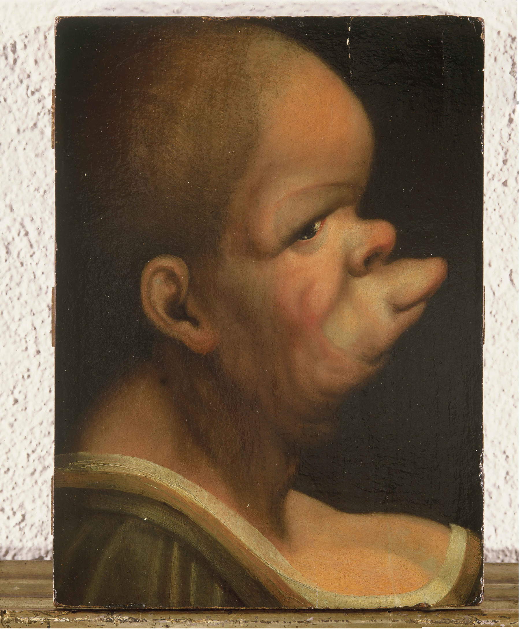 Giovan Paolo Lomazzo, Grotesker Frauenkopf, nach rechts gewandt (um 1560; Öl und Tempera auf Holz, 26 x 18 cm; Privatsammlung) &copy; Foto: Vivi Papi