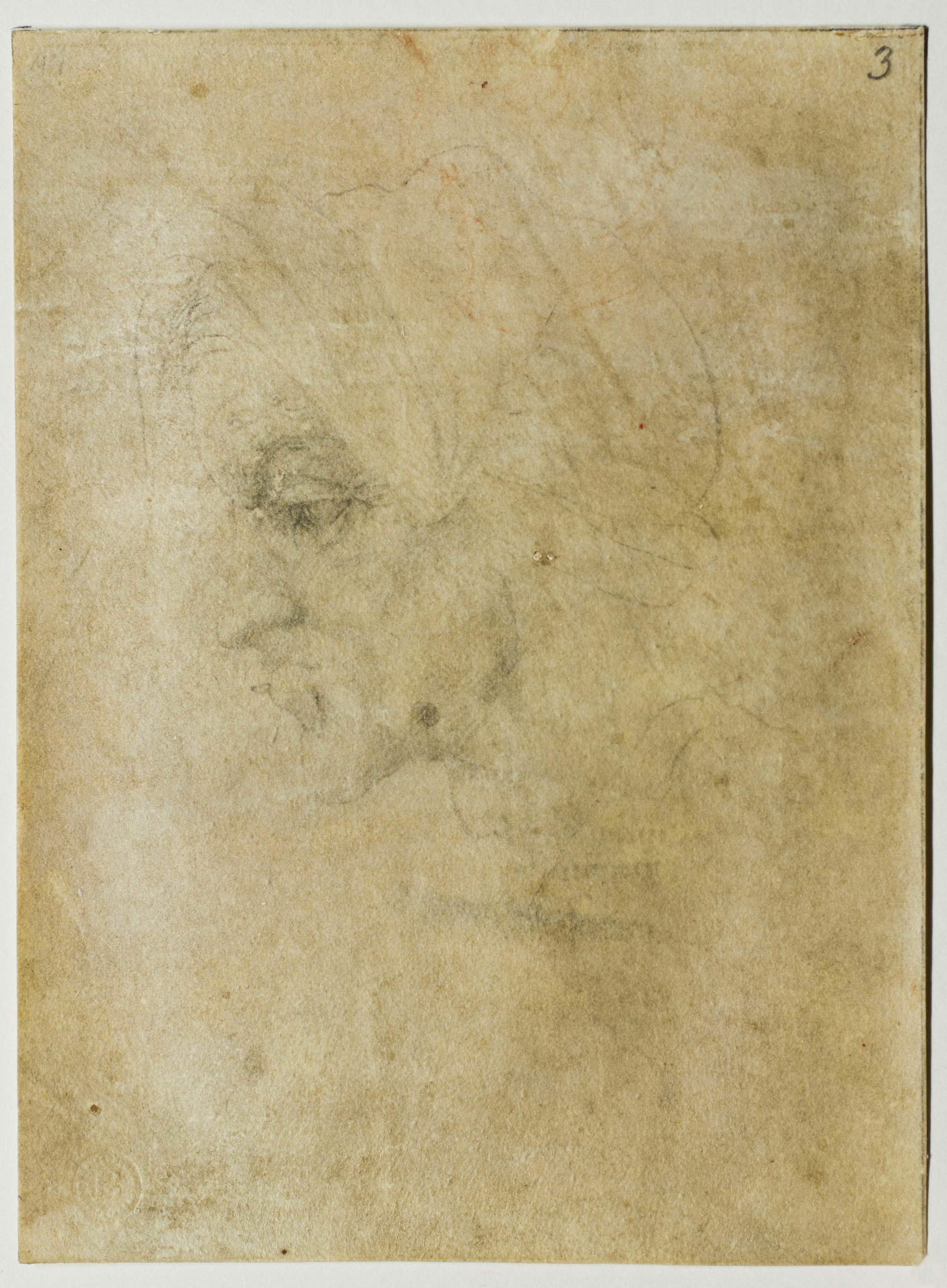 Michelangelo Buonarroti, Kopf einer alten Frau (ca. 1522–1525; Bleistift auf Pergament, 160 × 120 mm; Florenz, Casa Buonarroti) &copy; Casa Buonarroti, Florenz