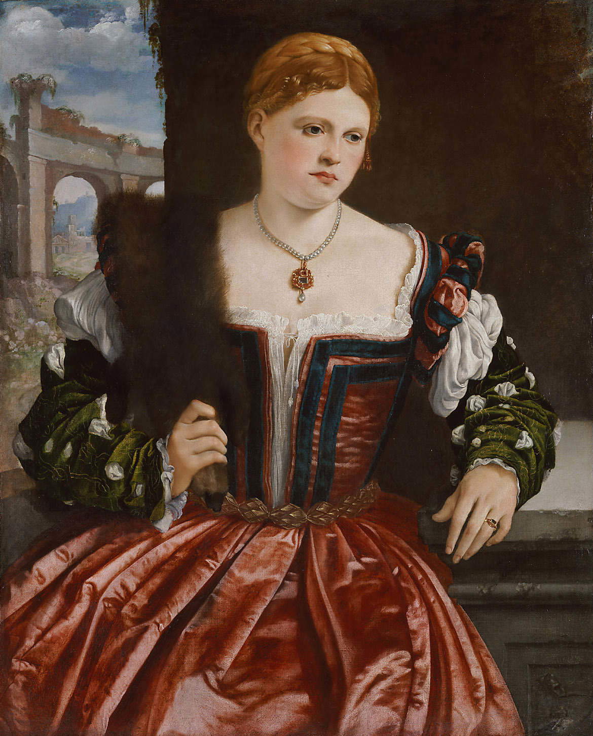 Alessandro Bonvicino, genannt „il Moretto da Brescia“ (zugeschrieben), Portr&auml;t einer jungen Frau (um 1540; Öl auf Leinwand, 101 x 82 cm; Wien, Kunsthistorisches Museum, Gem&auml;ldegalerie) &copy; KHM-Museumsverband