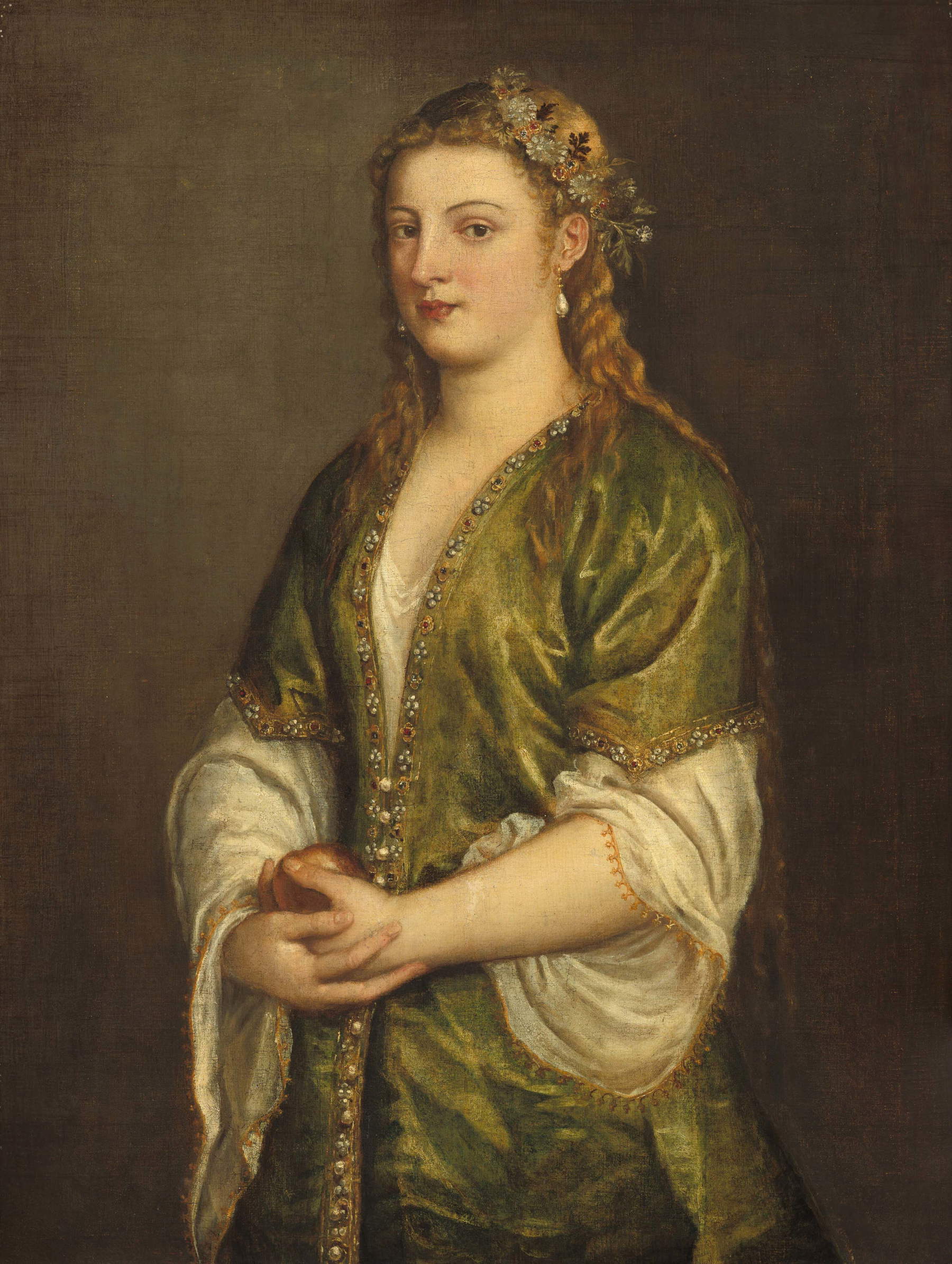 Tiziano Vecellio, Frau mit einem Apfel (um 1550–1555; Öl auf Leinwand, 97,8 × 73,8 cm; Washington, National Gallery of Art, Samuel H. Kress Collection) &copy; National Gallery of Art, Samuel H. Kress Collection