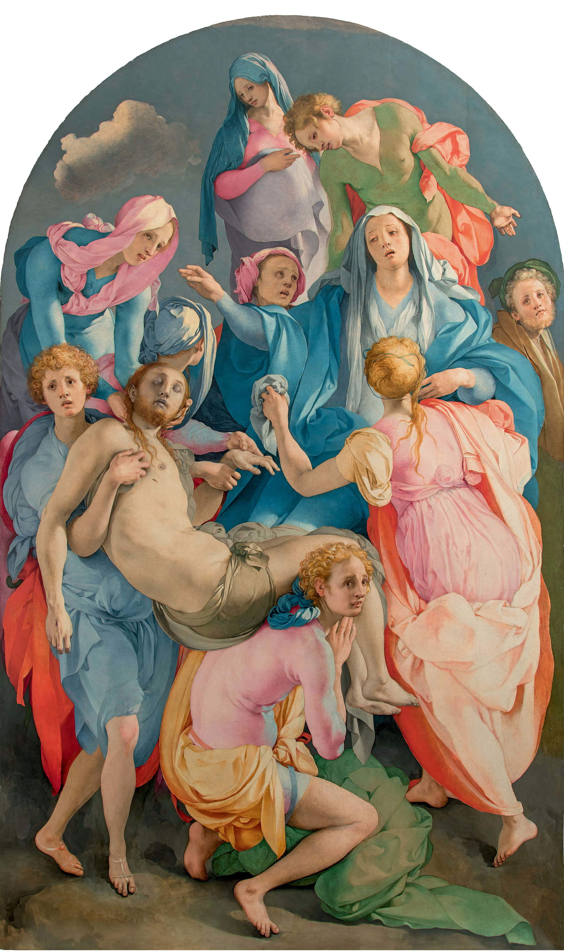 Pontormo, Capponi Altarpiece: Piet&agrave; (The Carrying of Christ) (c. 1525–1528; oil on panel, 313 &times; 192 cm; Florence, Church of Santa Felicita, Capponi Chapel). Courtesy of the Archdiocese of Florence