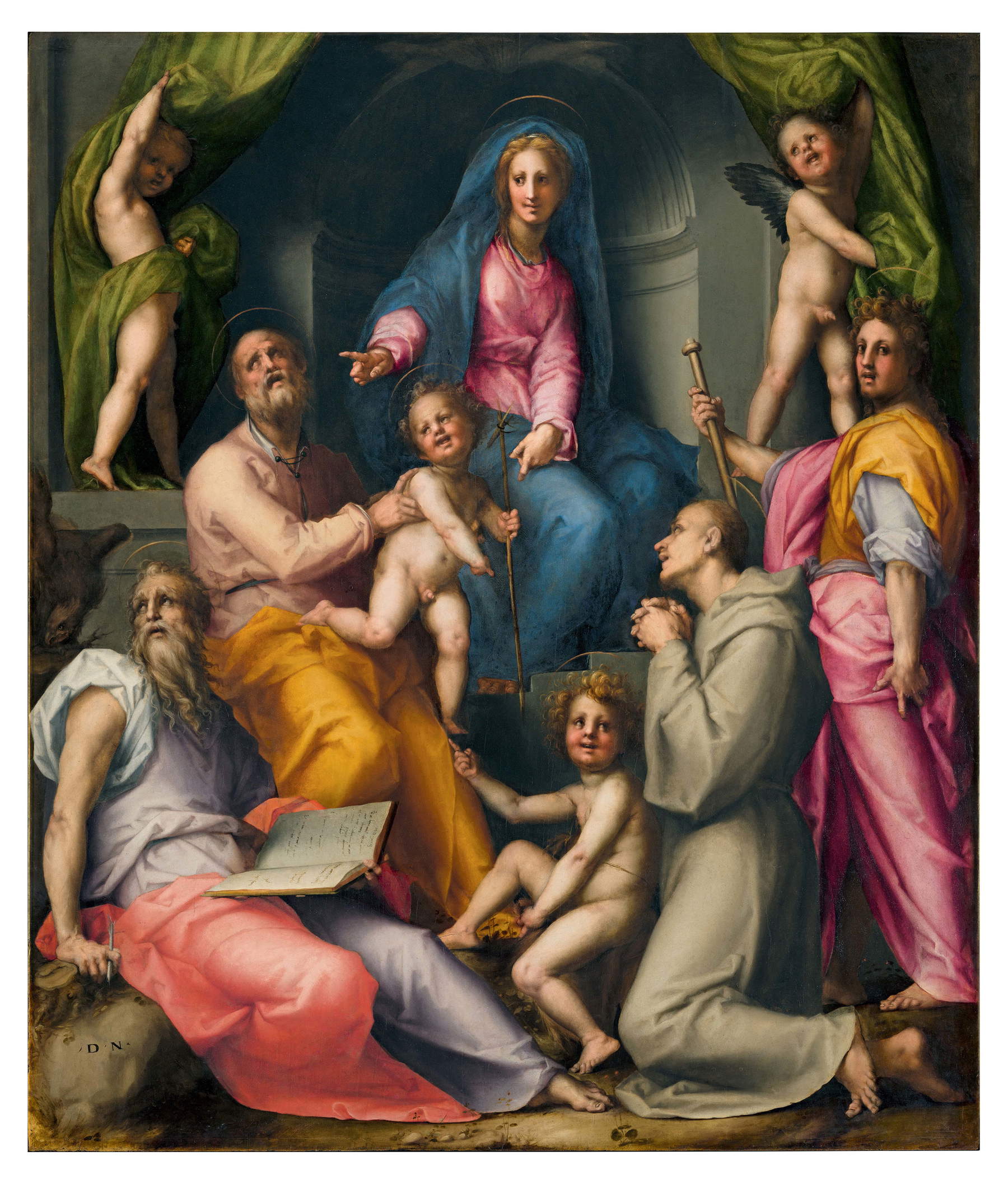 Pontormo, Pala Pucci: The Holy Family with Saints John the Evangelist, John the Baptist, Francis, and James (1518; oil on panel, 214 &times; 195 cm; Florence, Church of San Michele Arcangelo Visdomini). Courtesy of the Archdiocese of Florence