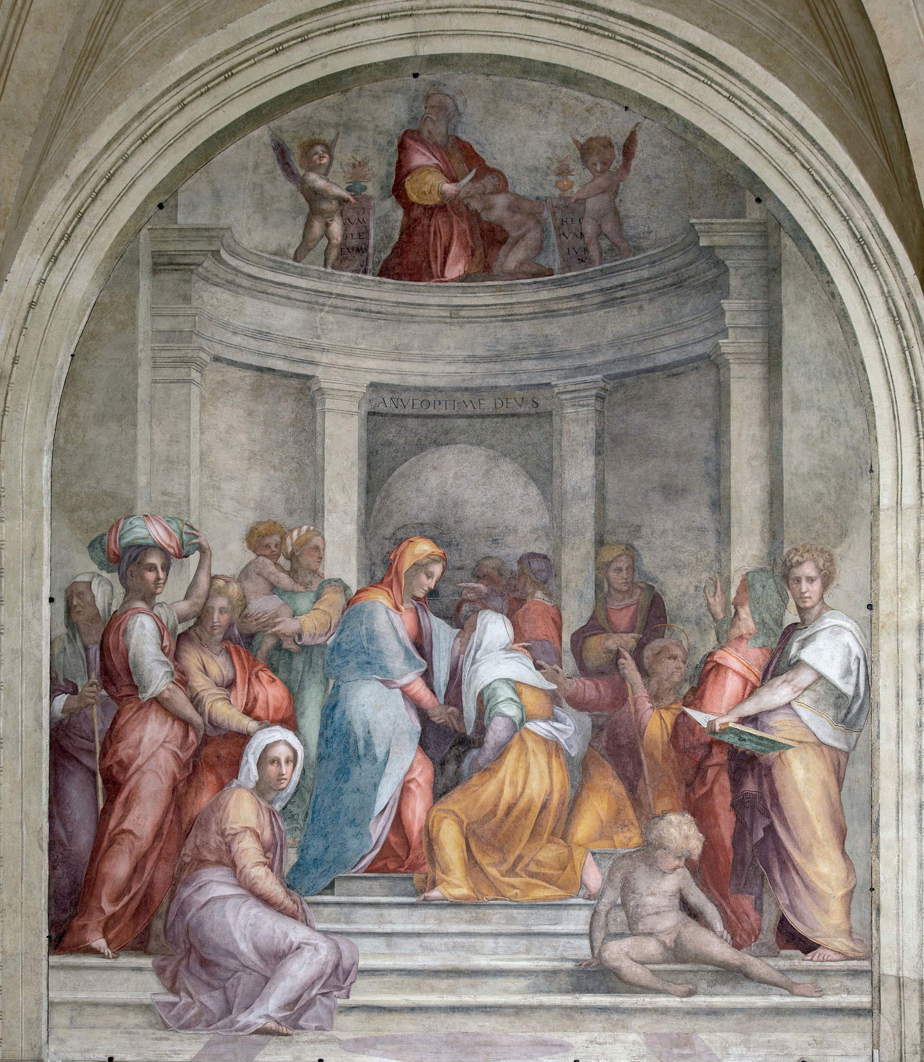 Pontormo, The Visitation (1514–1516; detached fresco, 408 &times; 338 cm; Florence, Basilica of the Santissima Annunziata). Property of the Religious Buildings Fund, Central Directorate for Religious Affairs and Administration of the Religious Buildings Fund, Ministry of the Interior