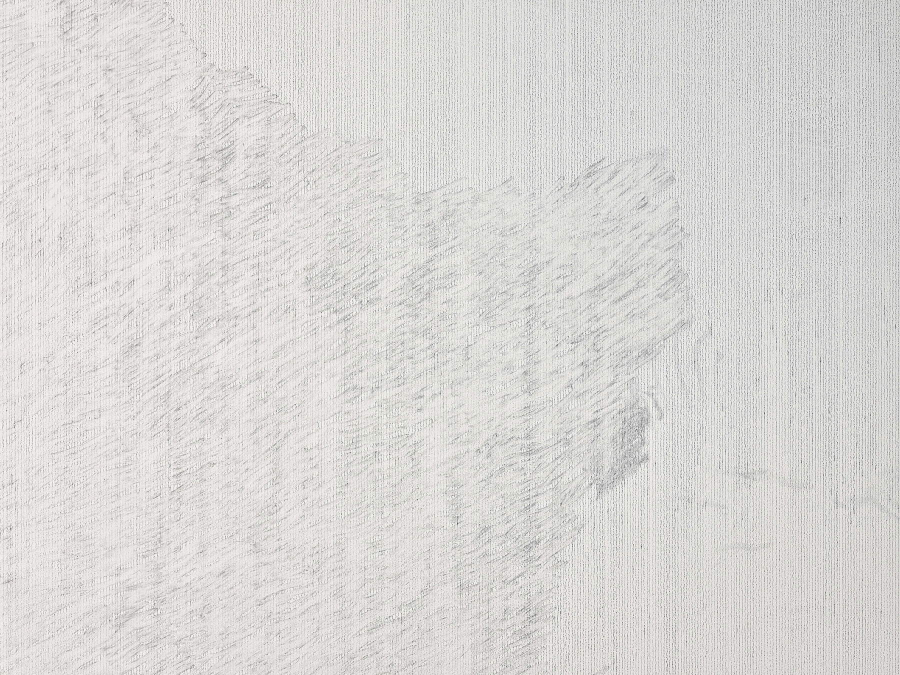 Nicolas Müller, Erased 1 (2024; Graphit und Radiergummi auf Papier, 270 x 430 cm; Privatsammlung) &copy; Ludmila Cerveny. Blick auf die Ausstellung „Gris et bleu“, 2024, Octave Cowbell, Metz
