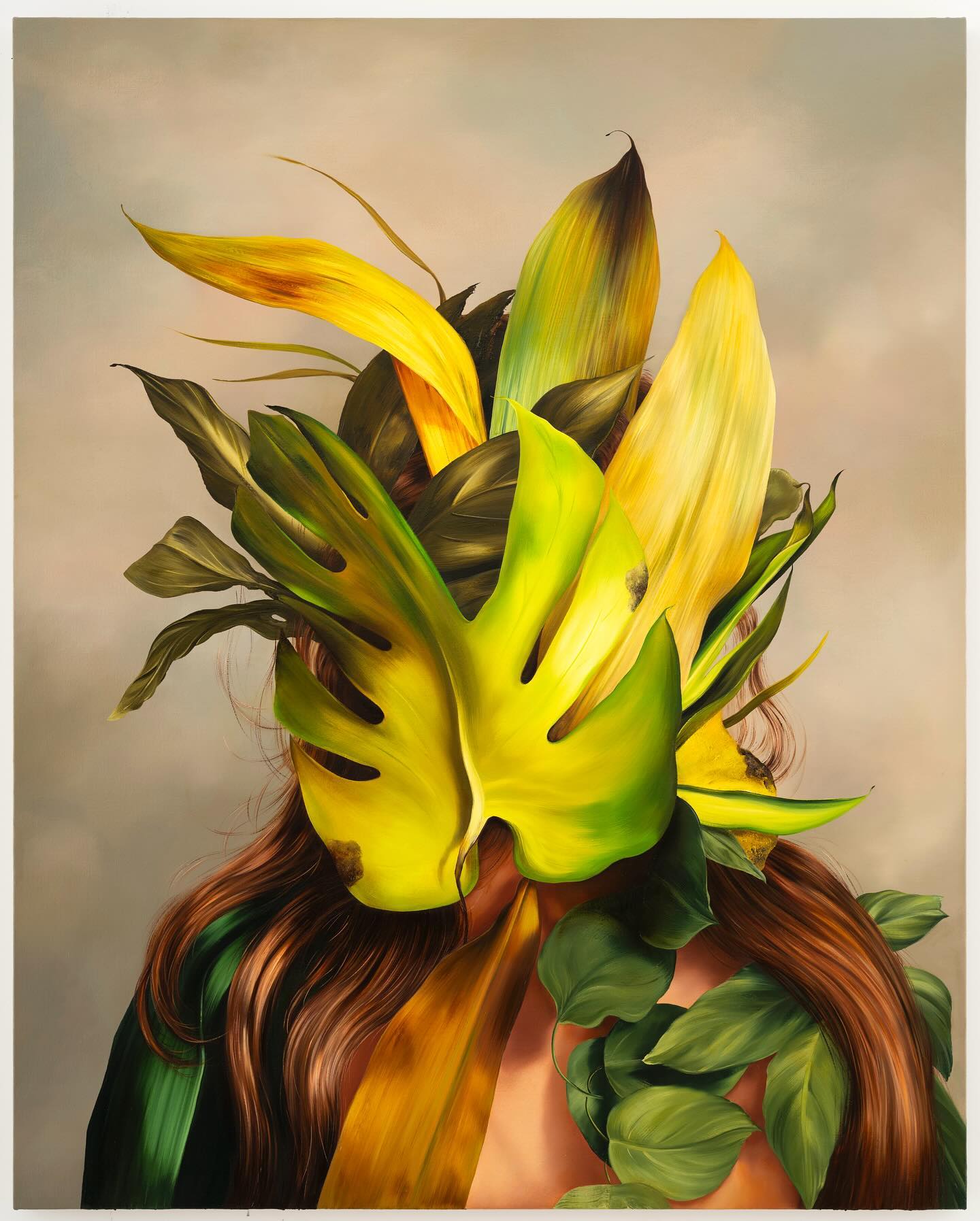 Ewa Juszkiewicz, *Monstera* (2024; oil on canvas, 100 x 80 cm)