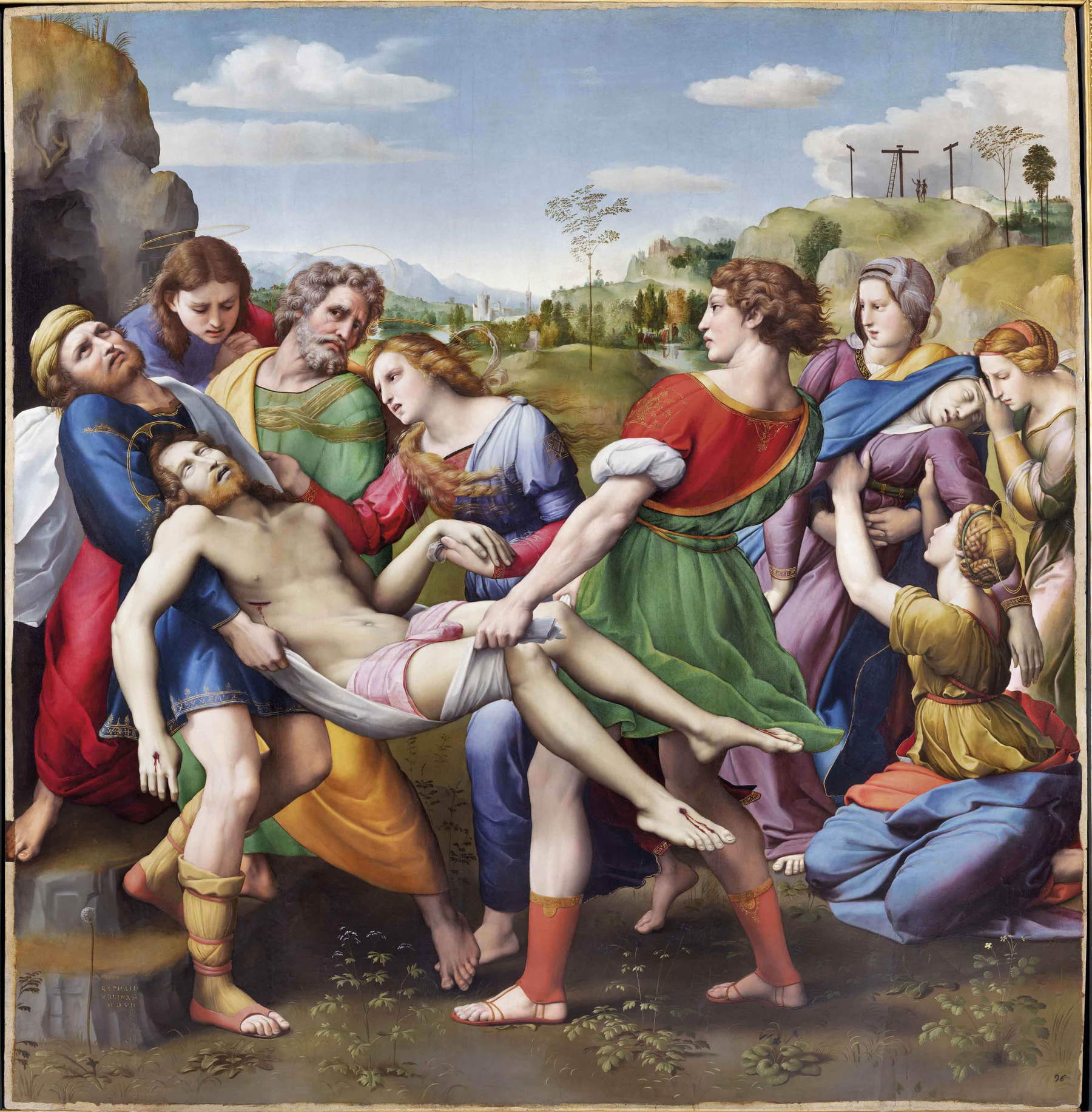 Raphael, Baglioni Deposition (1505–1507; oil on panel, 174.5 x 178.5; Rome, Galleria Borghese)
