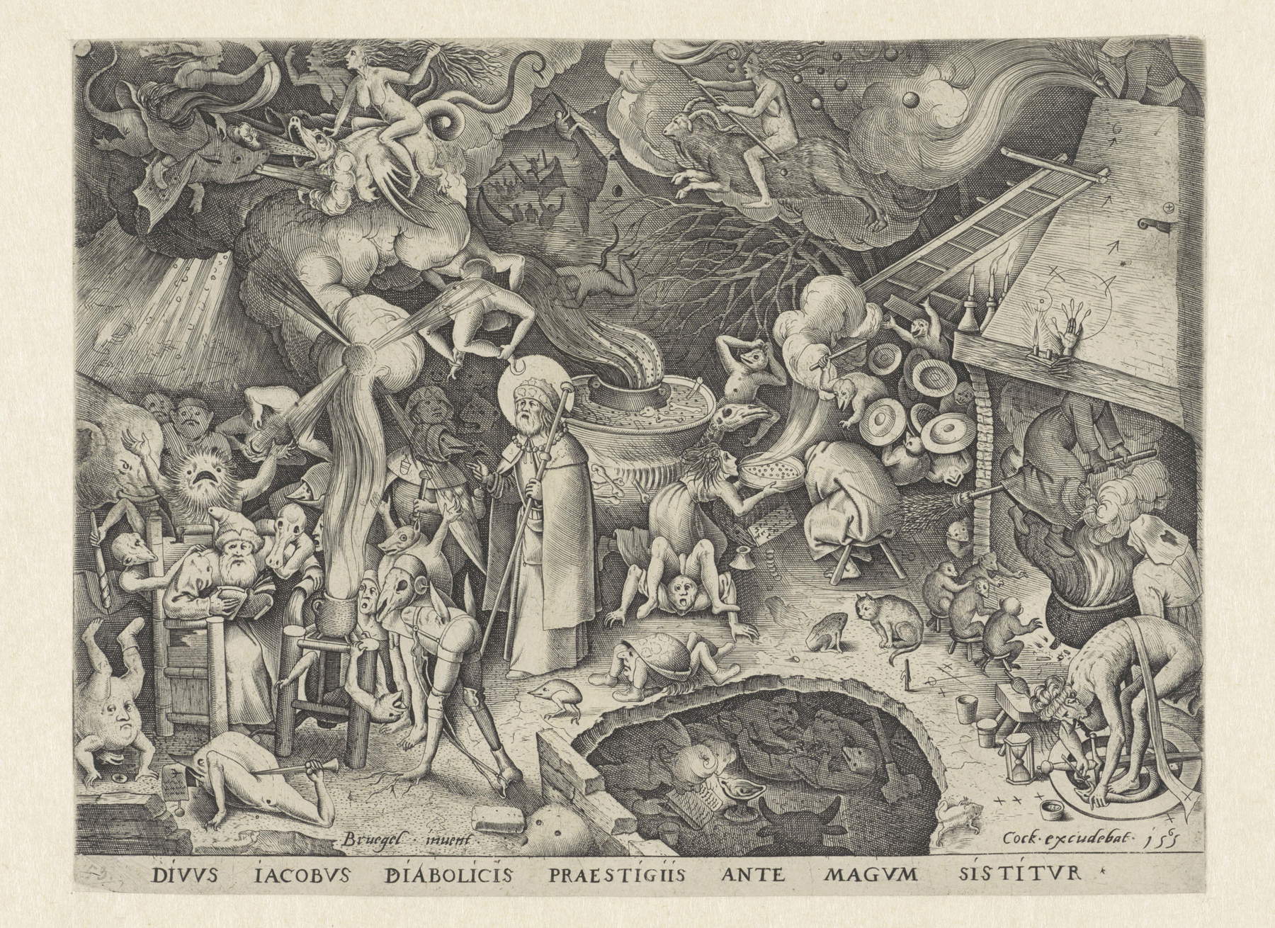 Pieter van der Heyden d'après Pieter Bruegel l'Ancien, Saint Jacques et le mage Ermogène (1565 ; gravure, 220 x 290 mm ; Amsterdam, Rijksmuseum)