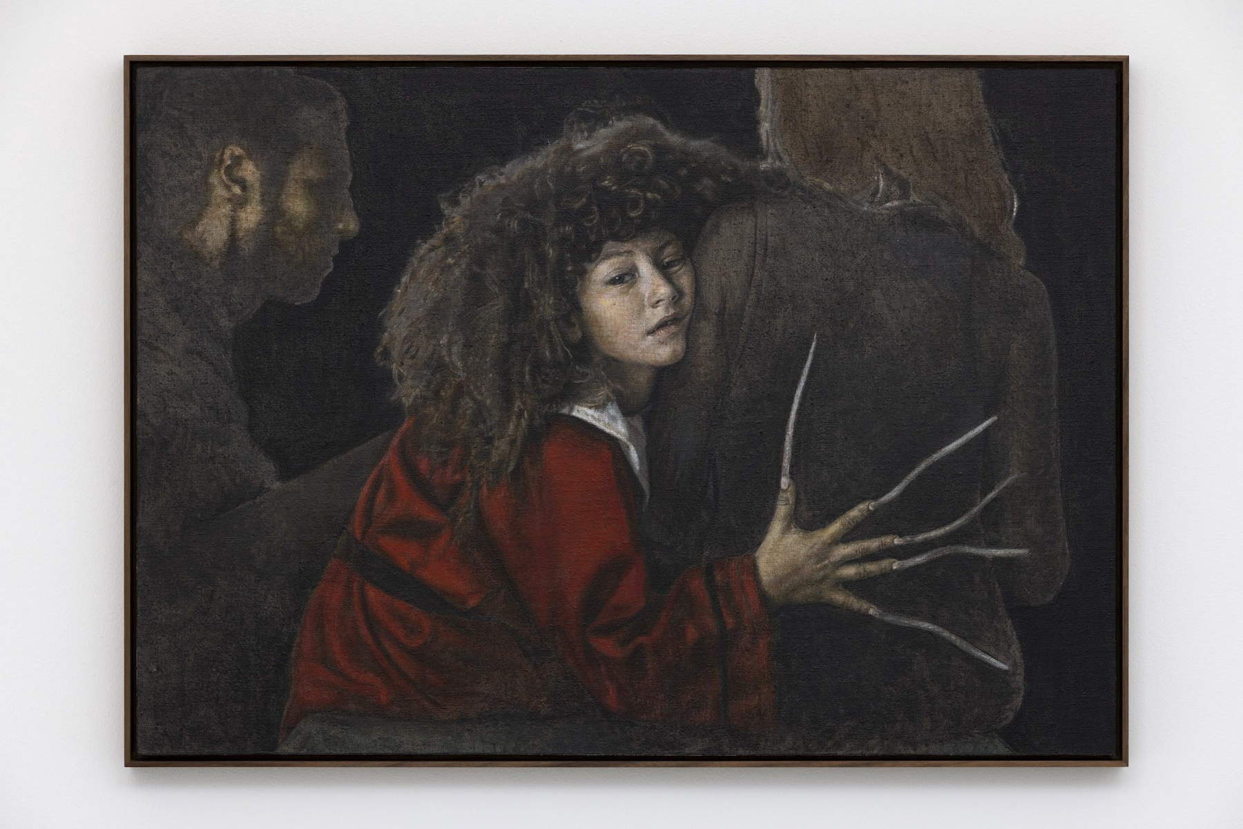 Pietro Roccasalva, Il Bravo (Der Bauchredner) (2026; Acryl auf Leinwand, auf Holzplatte aufgezogen, 62,5 &times; 88). Foto: Andrea Rossetti / H&eacute;ctor Chico. Mit freundlicher Genehmigung von Massimodecarlo