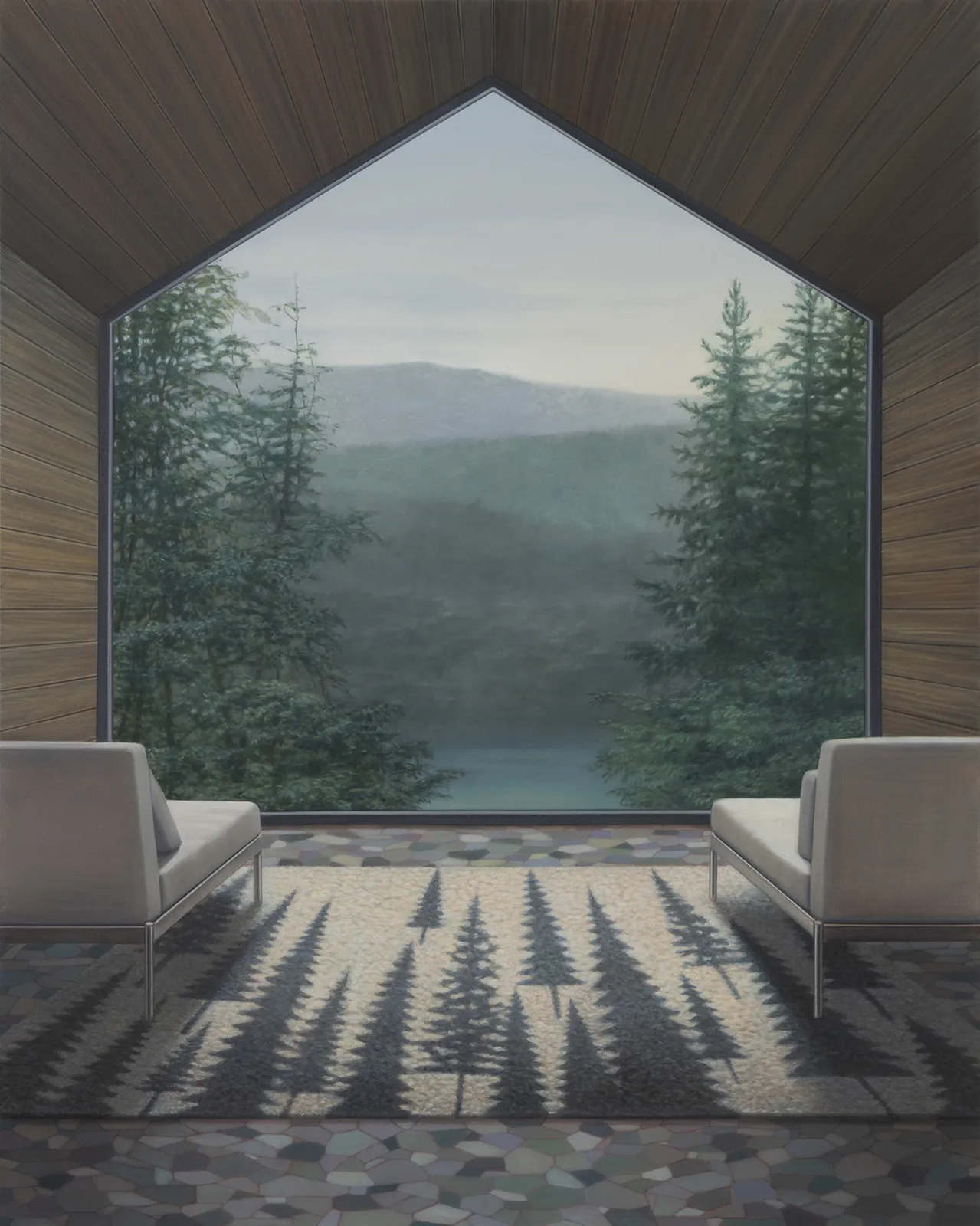 Melanie Siegel, Gehause (VI) (2026; olio su tela, 150 x 120 cm). Presentata da: Lohaus Gallery